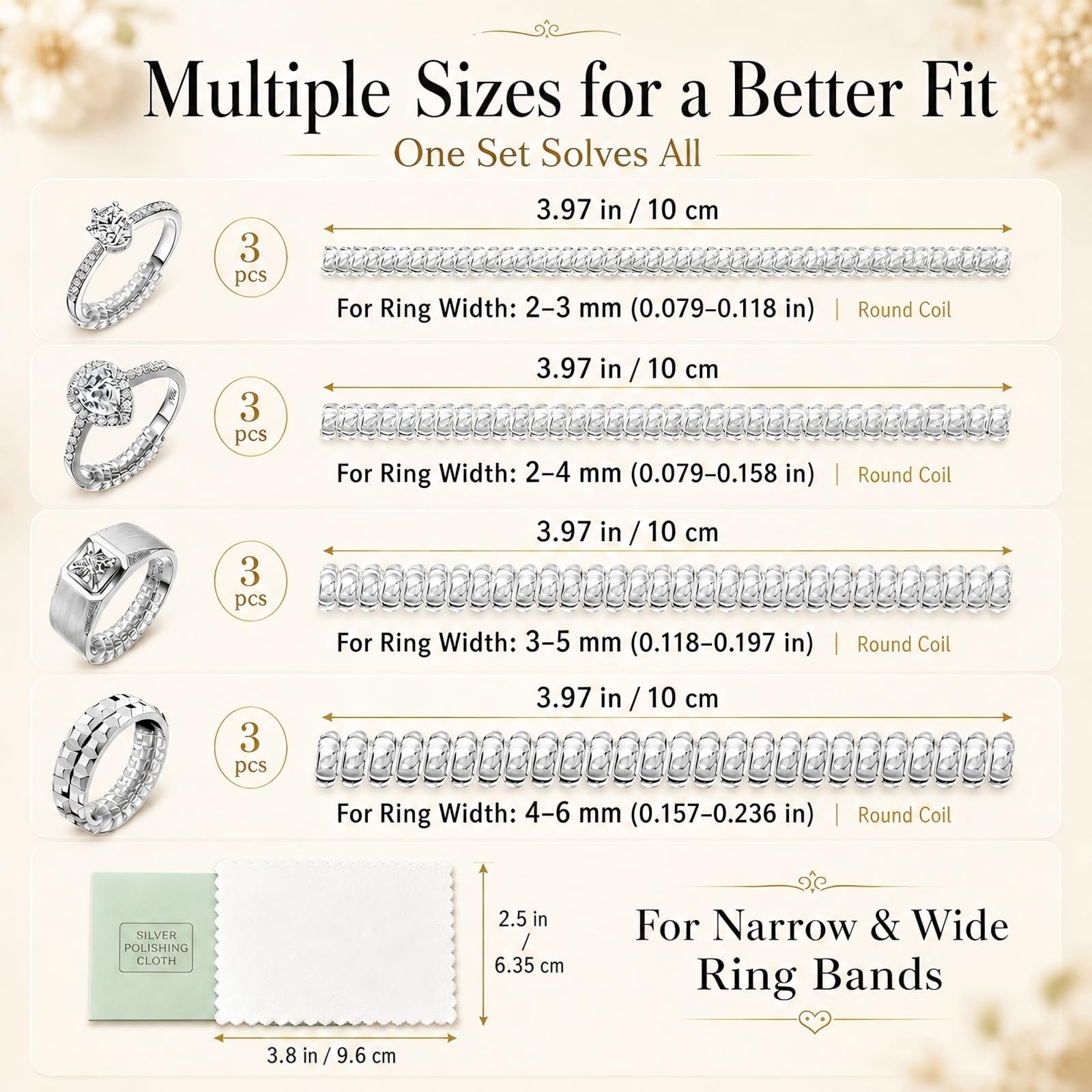 Ring Sizer Adjuster for Loose Rings – 12 Pack Invisible Ring Guards, Clear Ri…