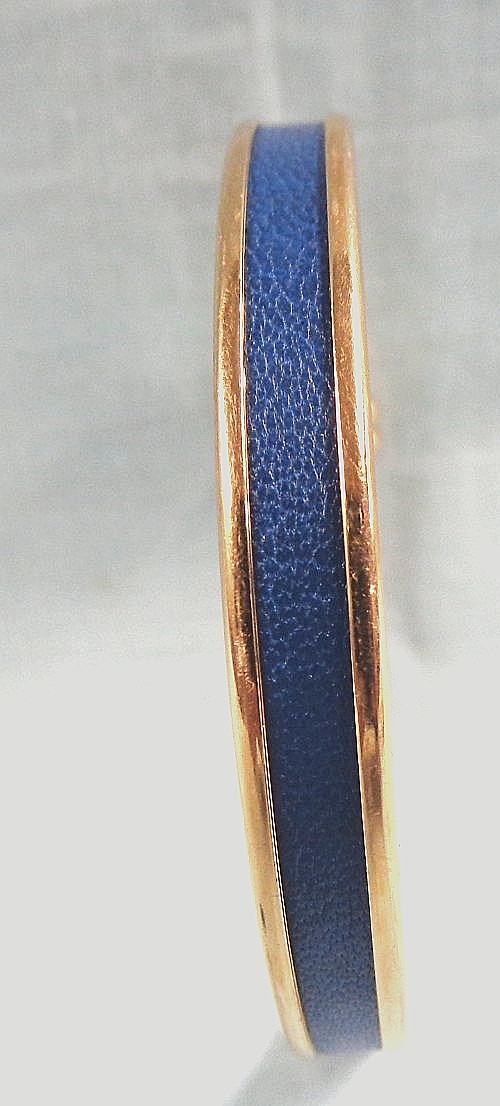 2 Milor Italy Bronze Cowhide Leather Inlay Bangle Bracelet BLUE and BROWN