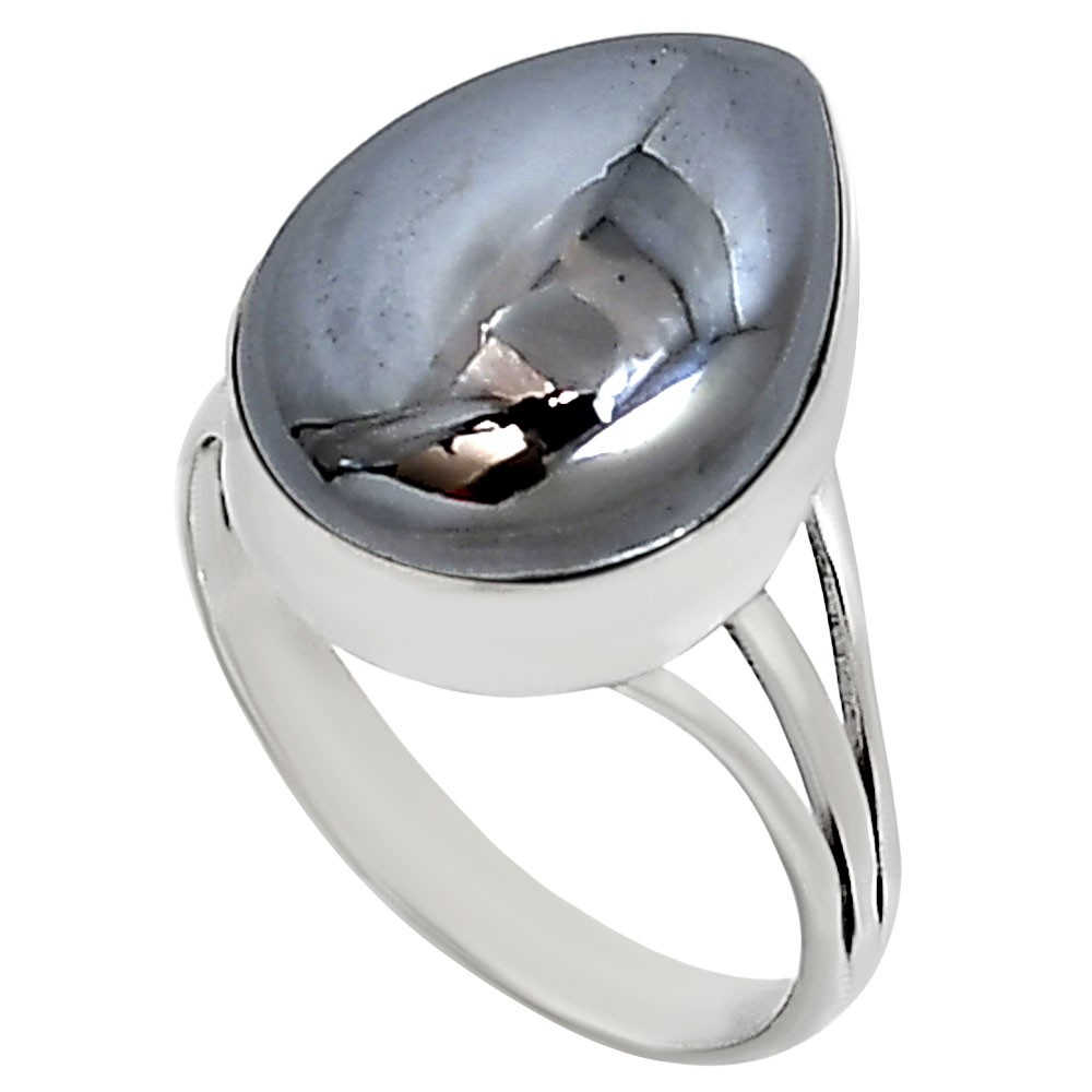 Natural Gunmetal 925 Silver Plated Ring s.9 Jewelry WR99-10048