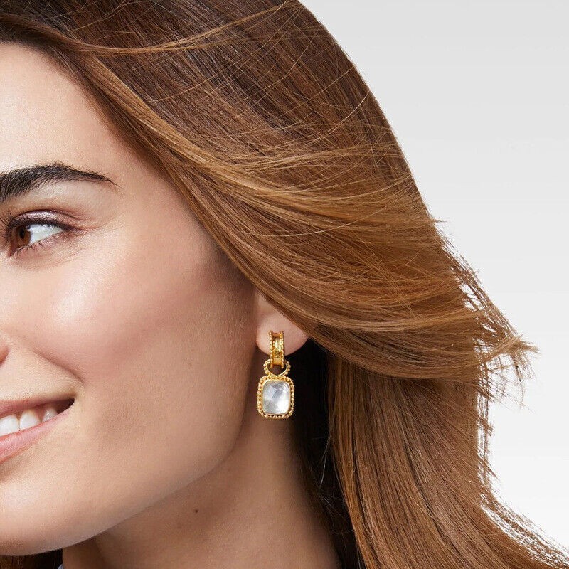 Julie Vos Gold Marbella Square Shell Freshwater Pearls Earings Elegance