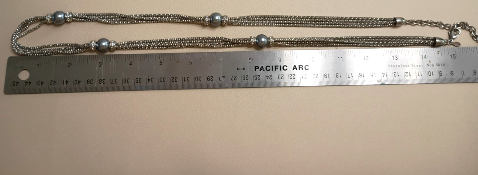 Premier Design Faux Perl and Four Strand Chain Necklace & Bracelet
