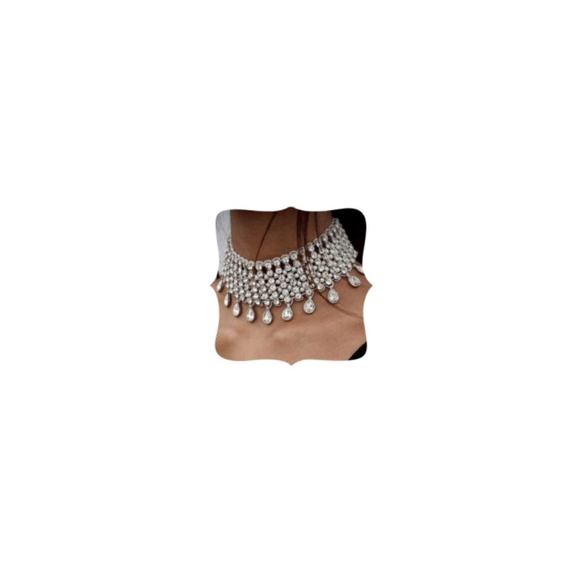 YERTTER Vintage Boho Full Rhinestones Length: 45 cm, Width: 5 Silver