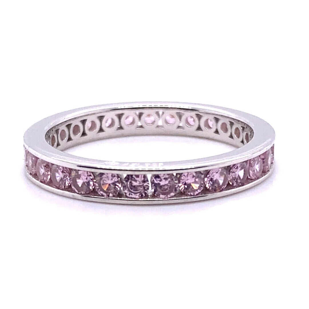 Anna Zuckerman Argyle Pink Cystalline Eternity Band Size 6 S925 Sterling Silver