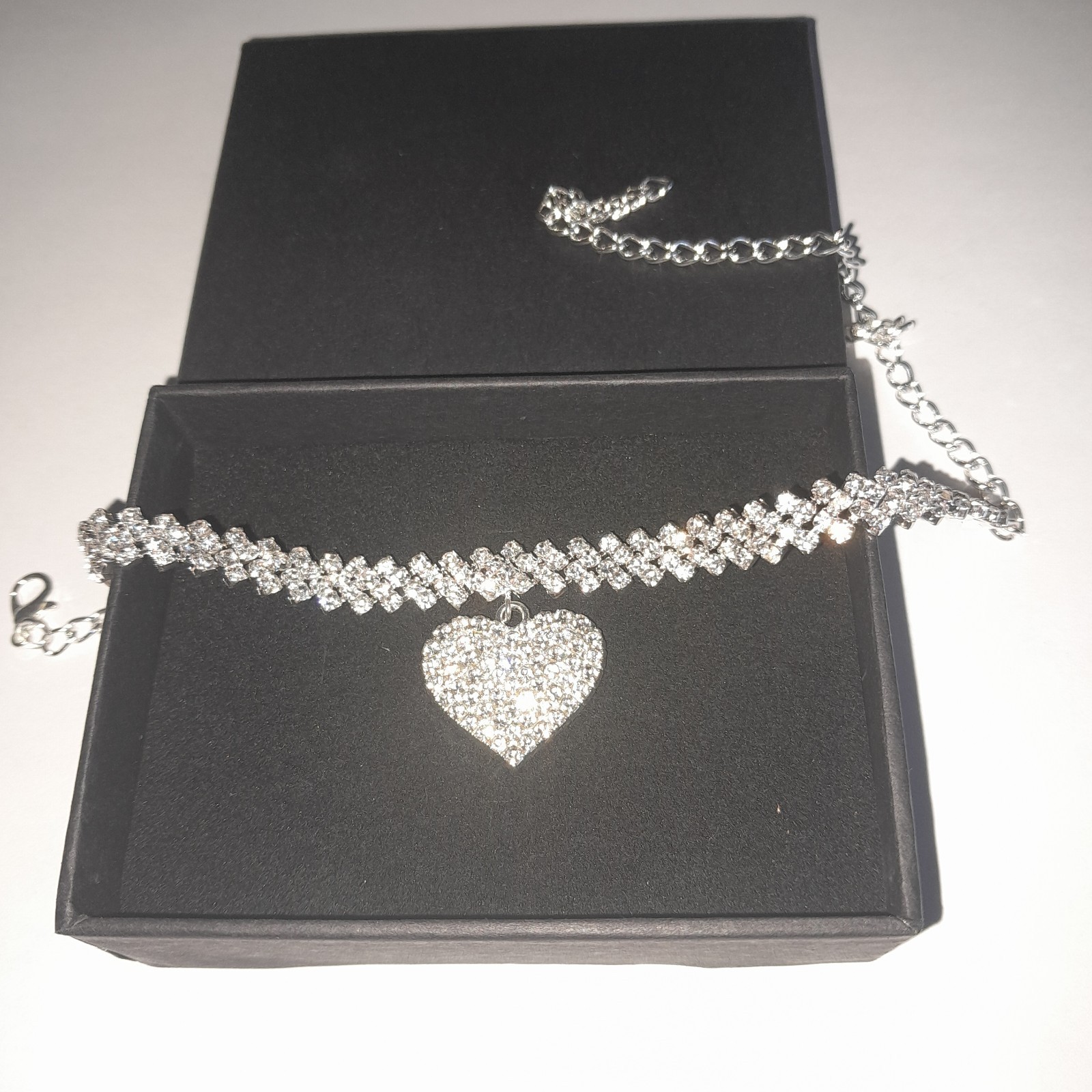 Tennis Bracelet Heart Pendant Cut Sapphire Women Silver 925 7.5-11 in adjustable