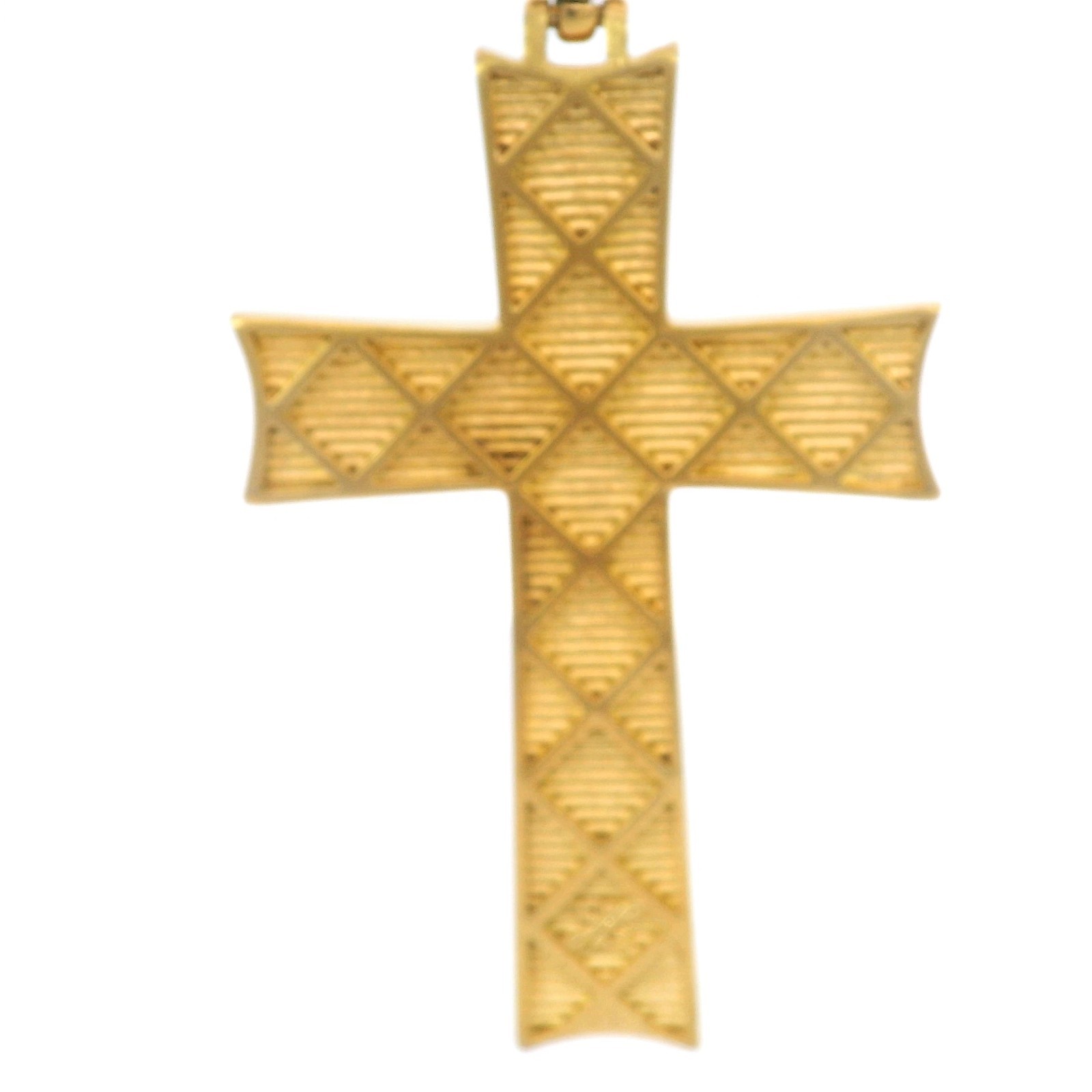 Tioneer Big Cross Cz 14K Gold Plated Steel Pendants with CZ 24 inch Box Chain