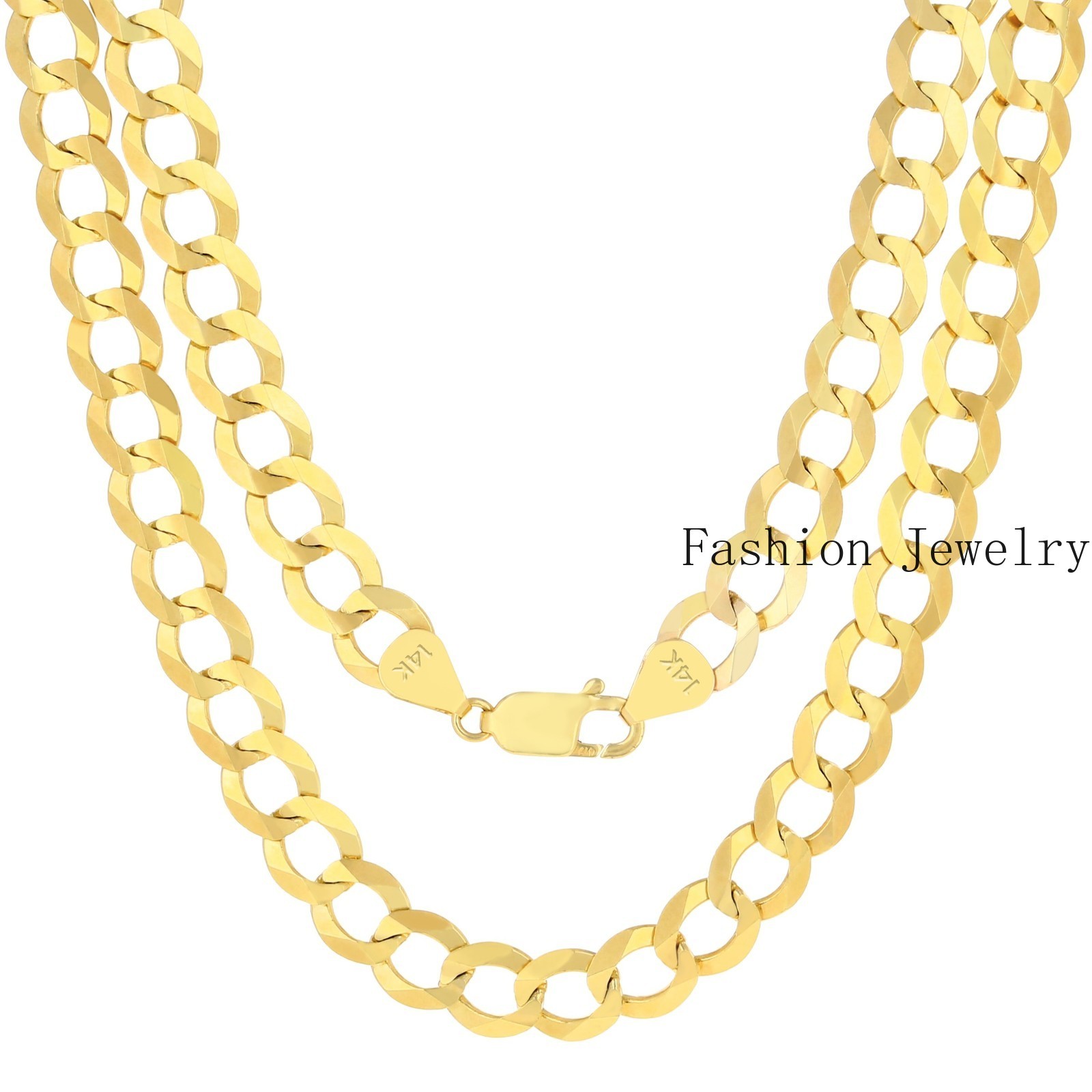 14K Yellow Gold 10mm Mens Solid Curb Cuban Chain Necklace Italian Made 20″- 30″