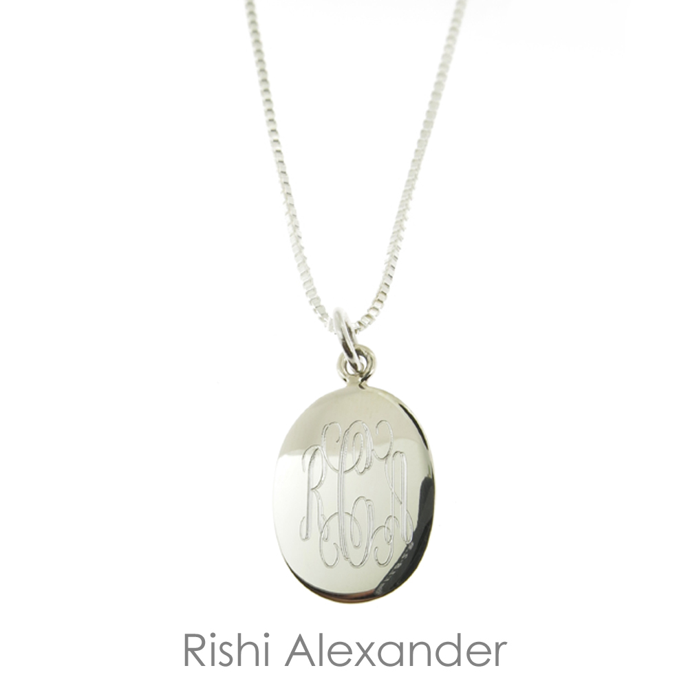 925 Sterling Silver Monogram Personalized Oval Necklace Pick any Chain Style