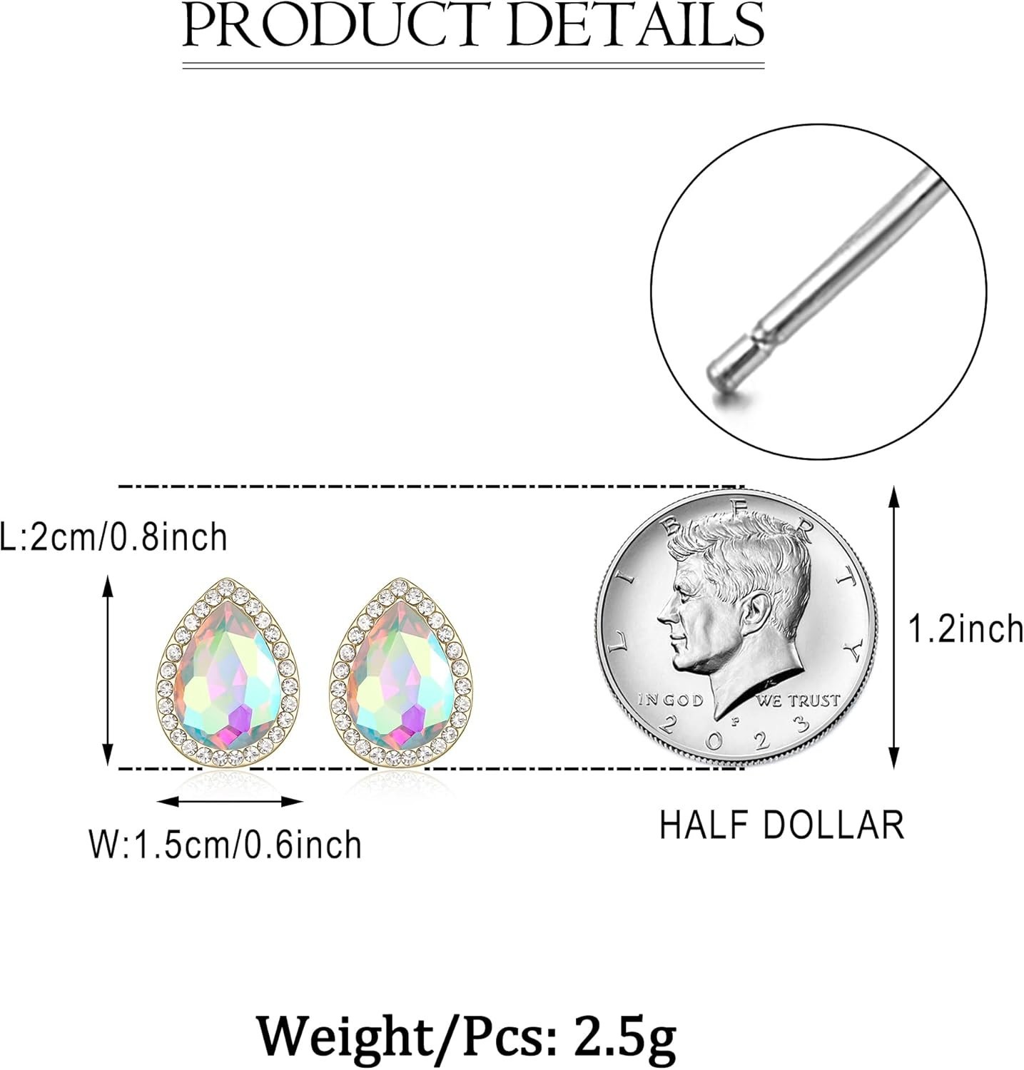 Women’s Austrian Crystal Wedding Teardrop Stud Earrings