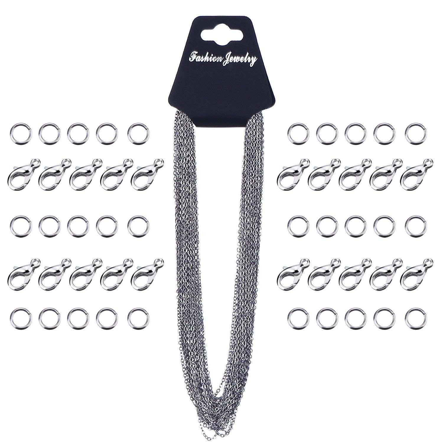 33 Feet Necklace Chains Stainless Steel DIY Chain Necklaces with 20 Lobster Cla