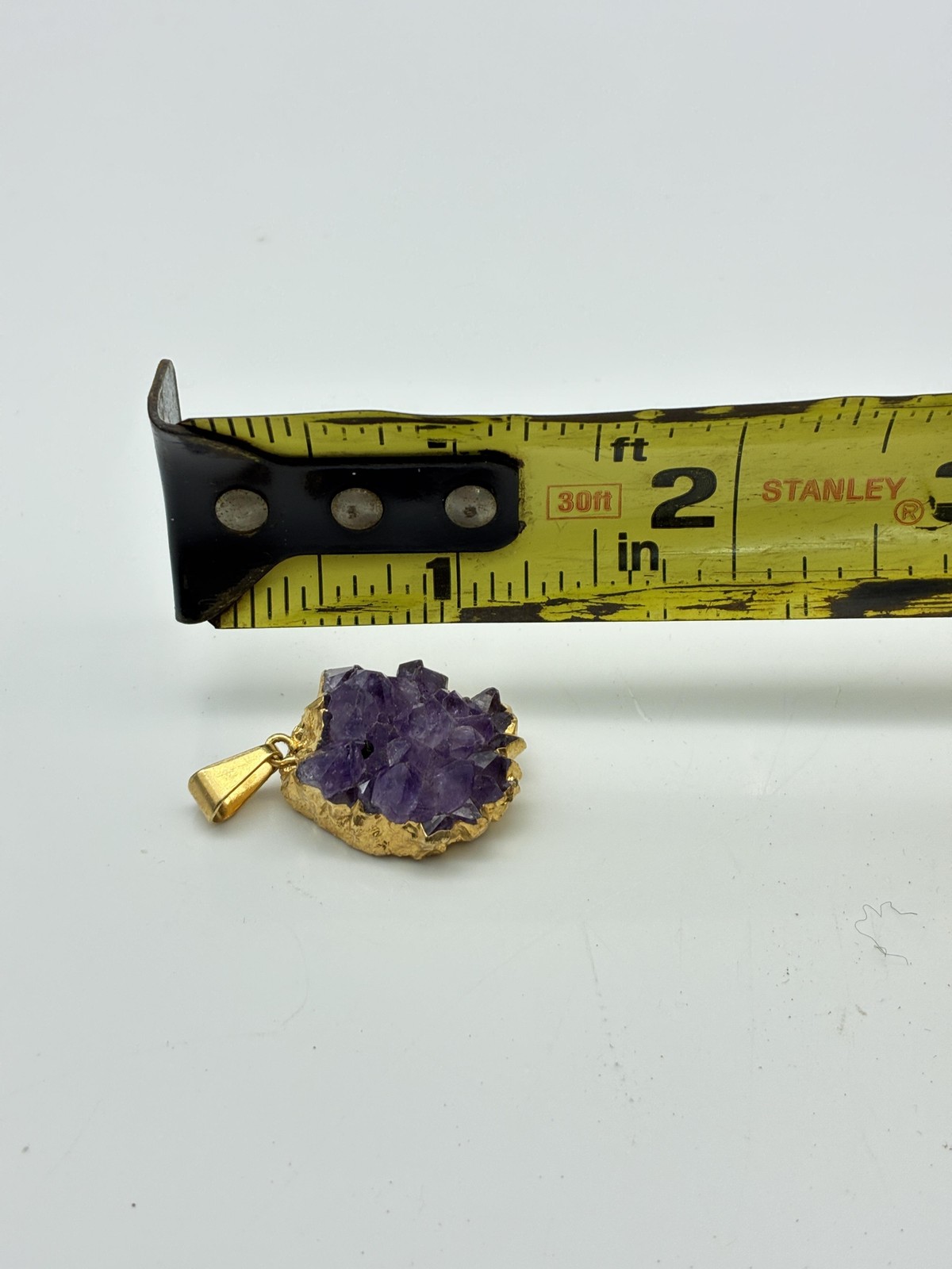 Purple Stone Pendant Charms Lot of 2 Gold Tone