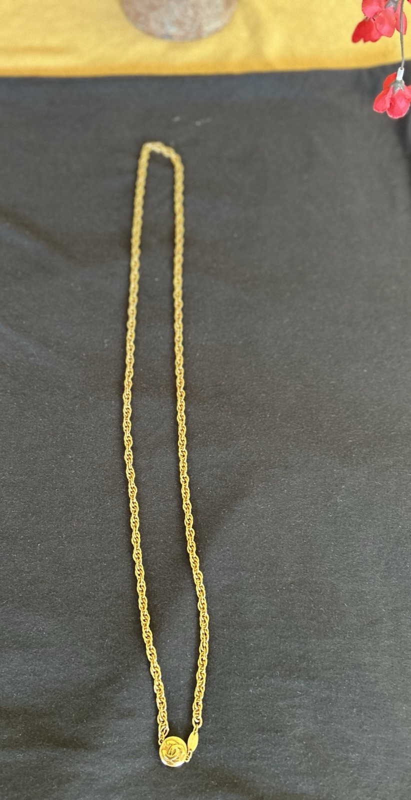 CHANEL Vintage Necklace Gold Plated 36cm