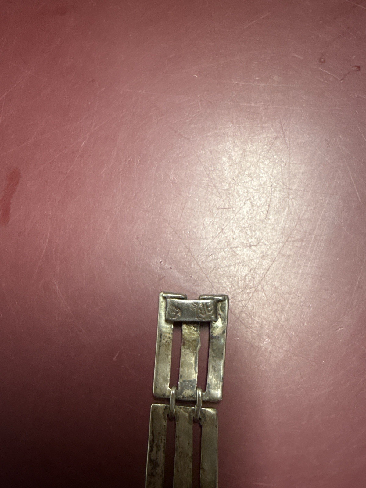 Sterling silver Bar Link Chain Bracelet, Fold Over Closure Clasp