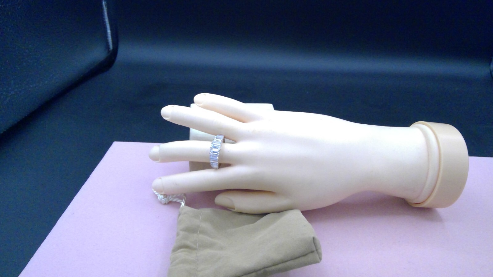 Diamonique QVC Sterling Silver Channel-Set CZ Size 9/9.25 Ring NWOT