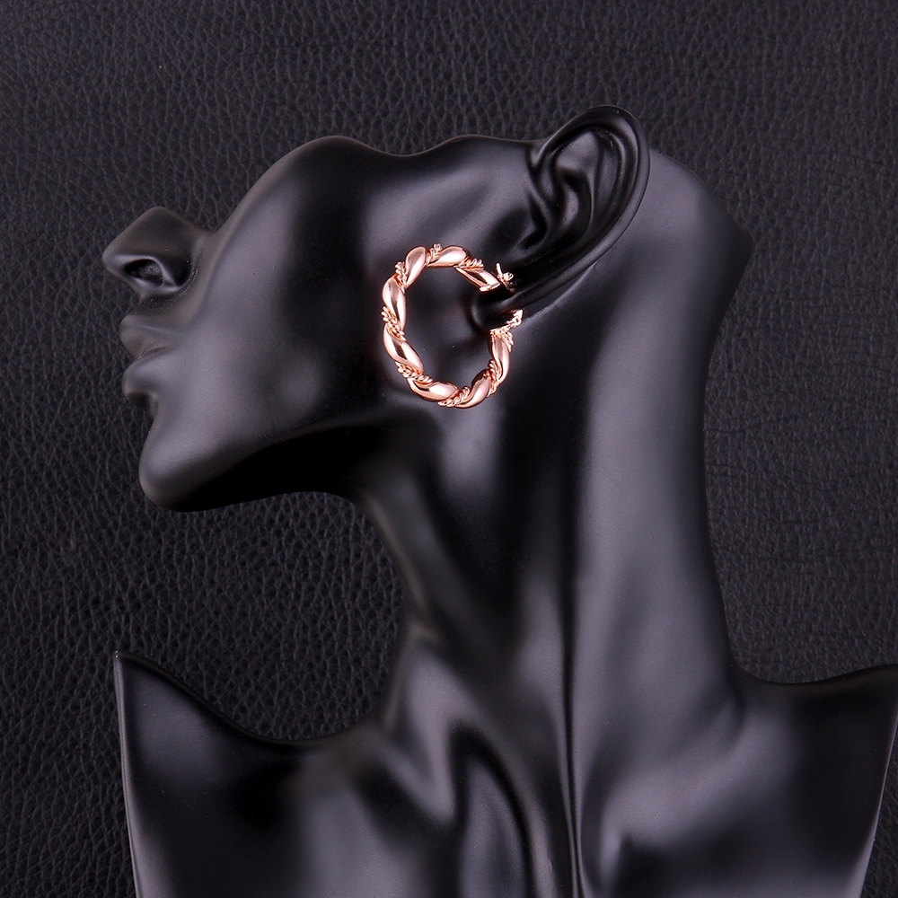 18K Rose Gold Latch Back Hoop Bali Earrings L120