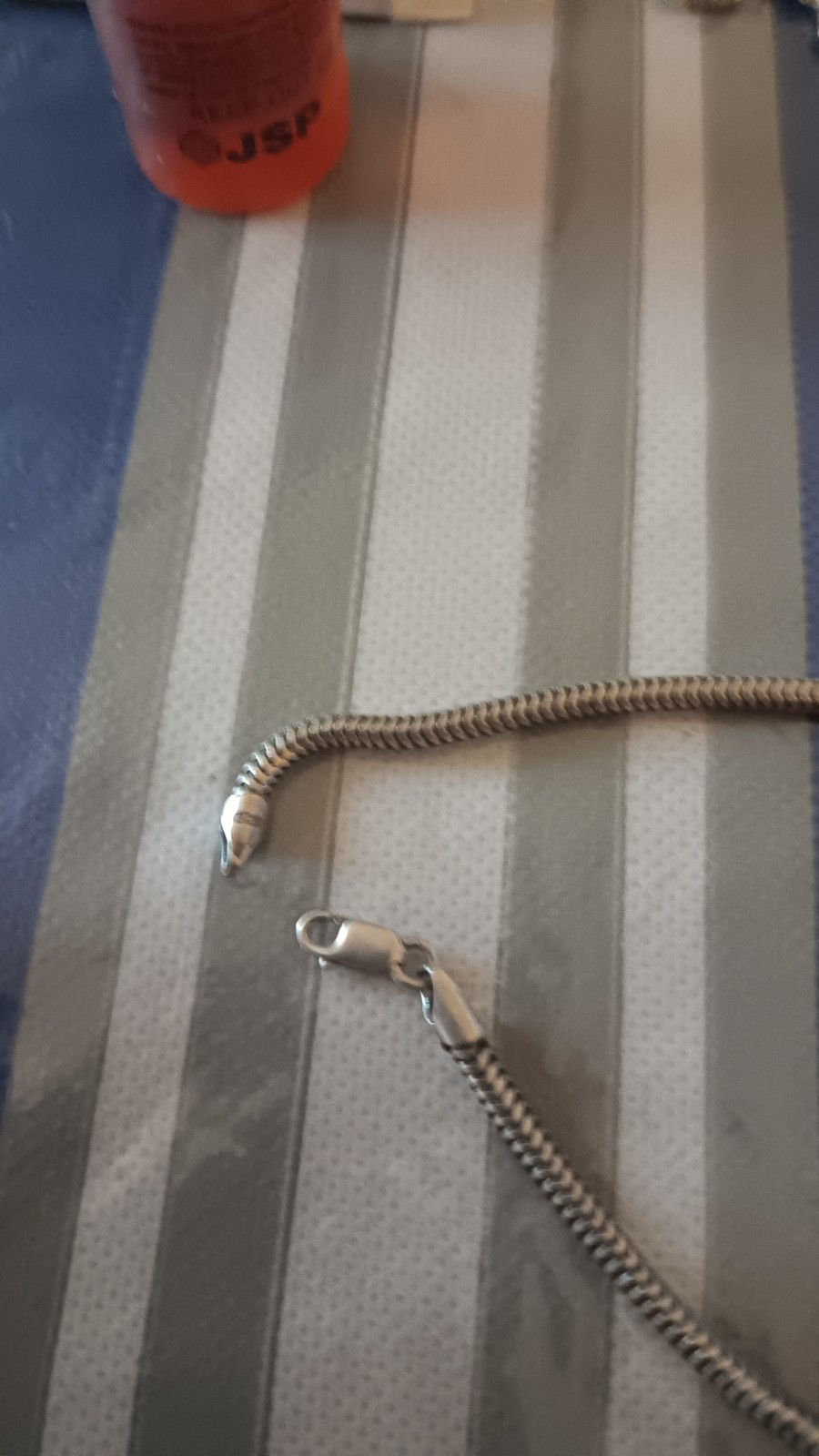 Vintage 925 Silver Snake Chain Necklace 20 In Metal Lobster Clasp No Stone