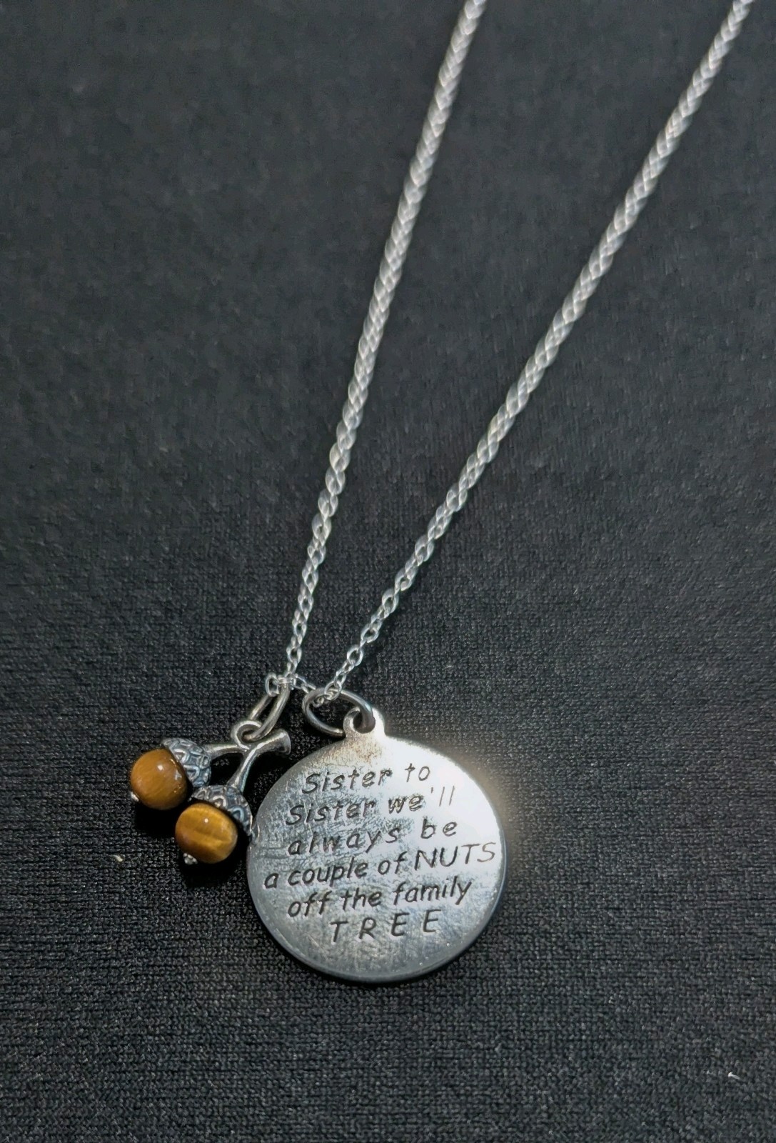 ​Sister to Sister: Acorn Stamped Stainless Steel Necklace