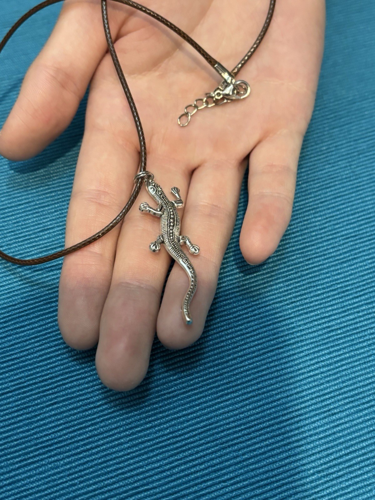 Lizard Pendant on cord necklace.