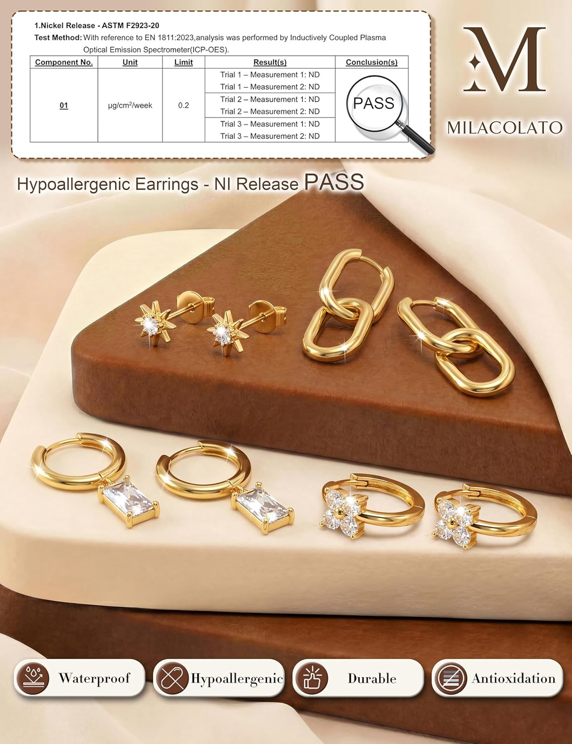 4 Pairs Silver Earrings for Women, Hypoallergenic 14K Gold Filled/Sterling Silve