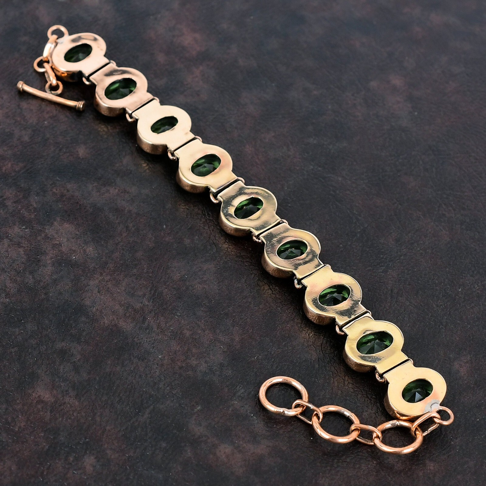 Green Amethyst Gemstone Jewelry Copper Gift For Mum Adjustable Bracelet 6.0″