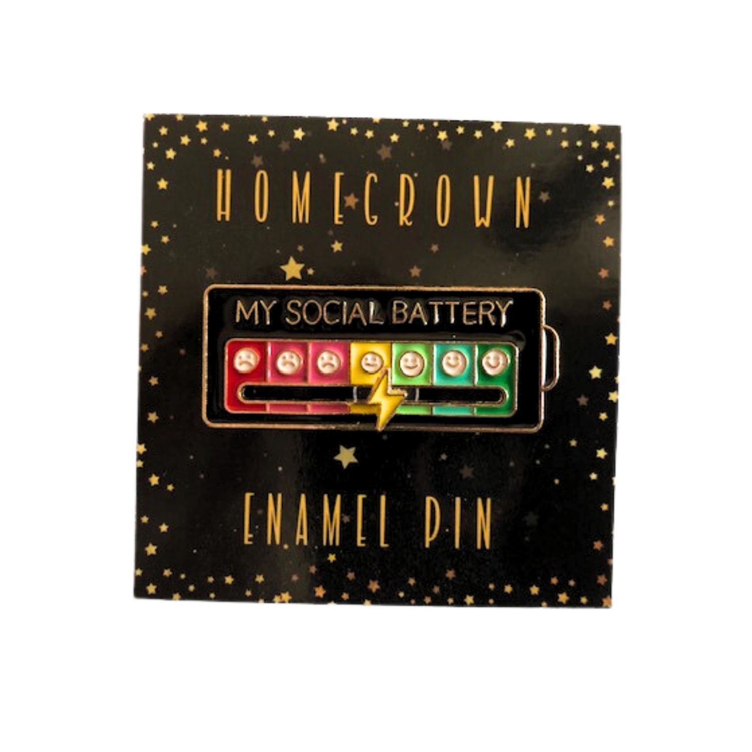 Social Battery Enamel Pin, USA SELLER Anxiety Sliding Mood Interactive Pin
