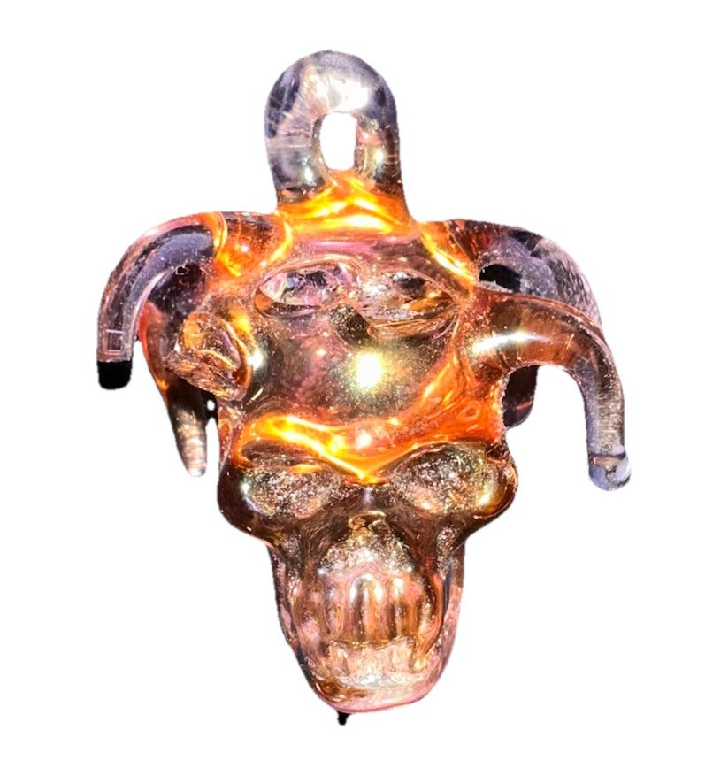 Cherry Glass Dreadhead Skull Pendant Broken Multiple Dreads Glass Art Repair