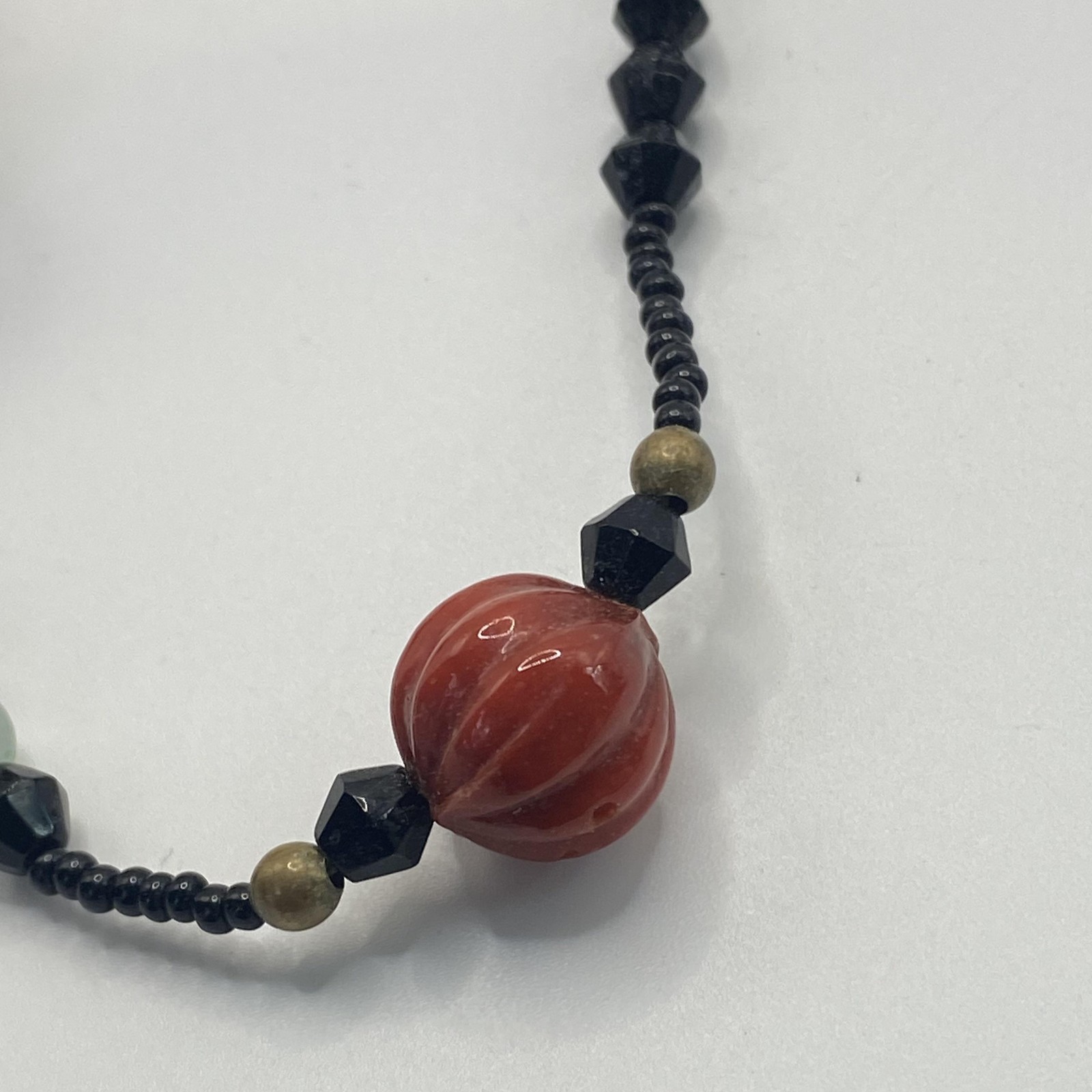 Black Glass Beaded Station Necklace Floral Multicolor Lampwork 50 In Jewelry