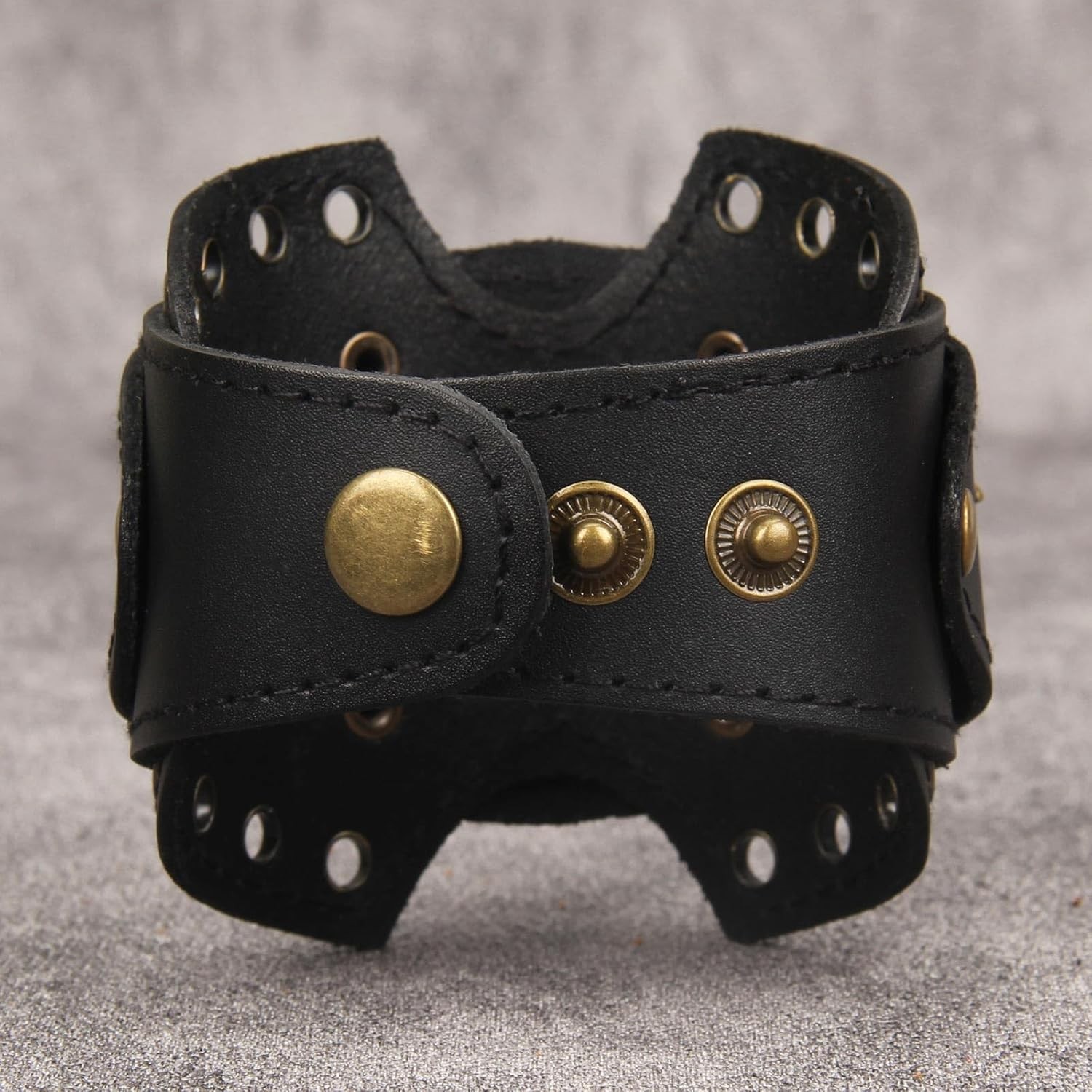 Punk Leather Cuff Bracelet Adjustable Straps Wrap Bracelets Arm Armor Cuff Gothi