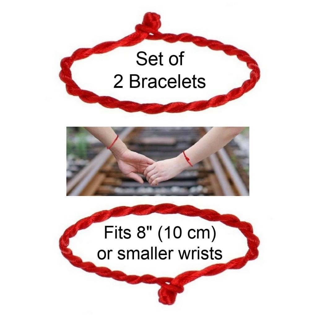 Set of 2 Red String Bracelet 8” 2pcs Good Luck Kabbalah Evil Eye Protection NEW