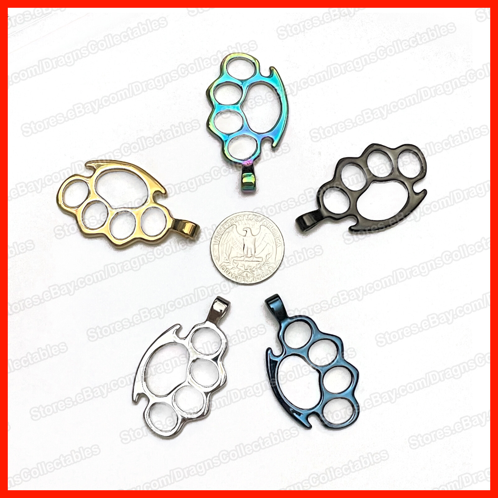 Metal stainless steel necklace brass knuckle dusters work hardened Multi color