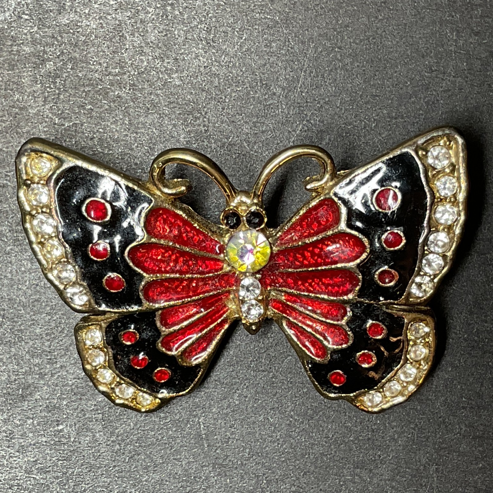 Butterfly brooch pin for women. Enamel Metal Papillon Mariposa 1.5″ wide 1″ tall