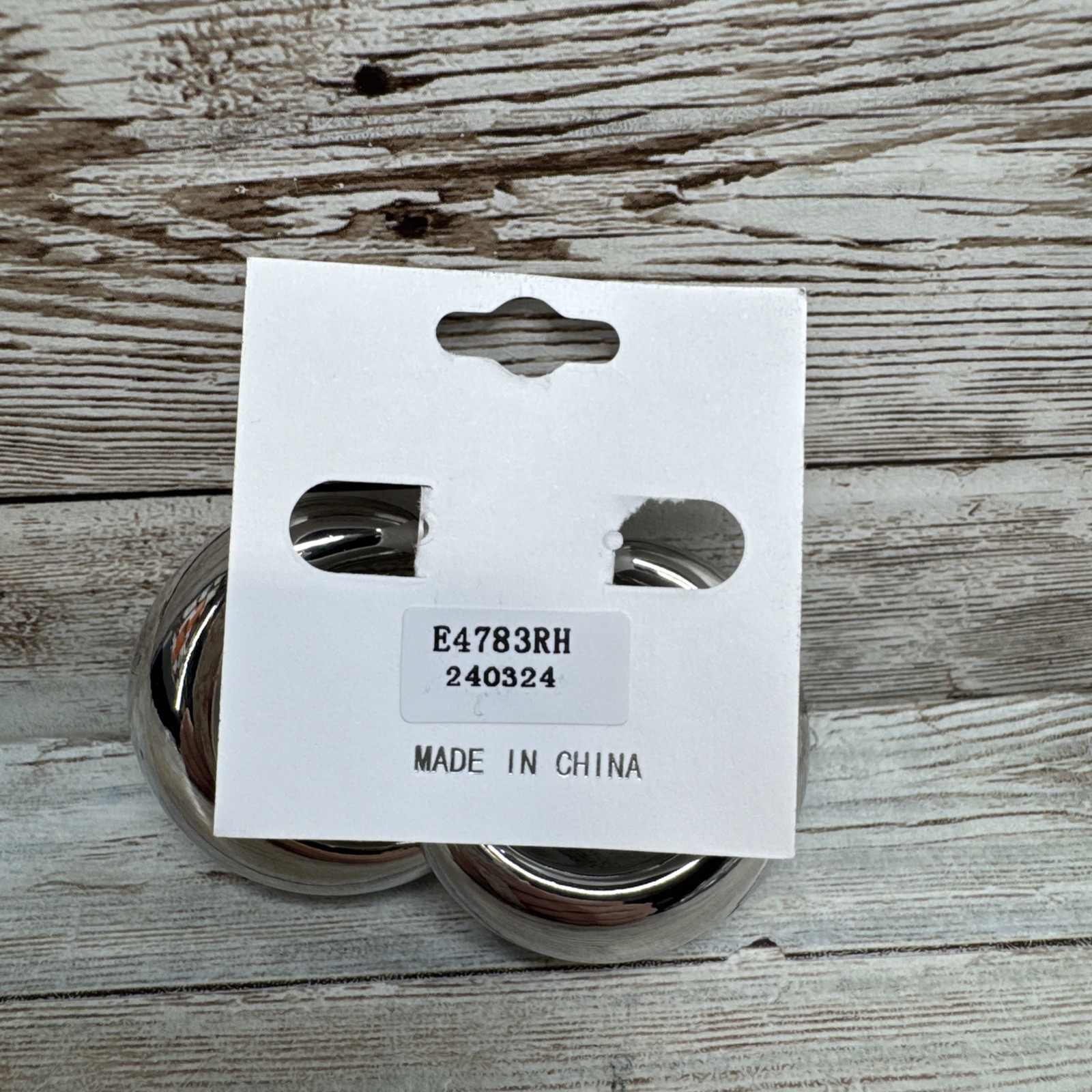 Fresh & CO. Crystal Collection Silver Earrings Chunky C-Hoop New in Package