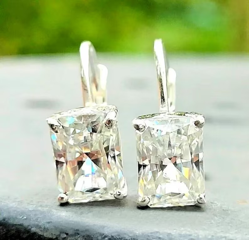 5 Ct Radiant Lab Grown Diamond Stud Earrings in Silver Christmas Gift For Her