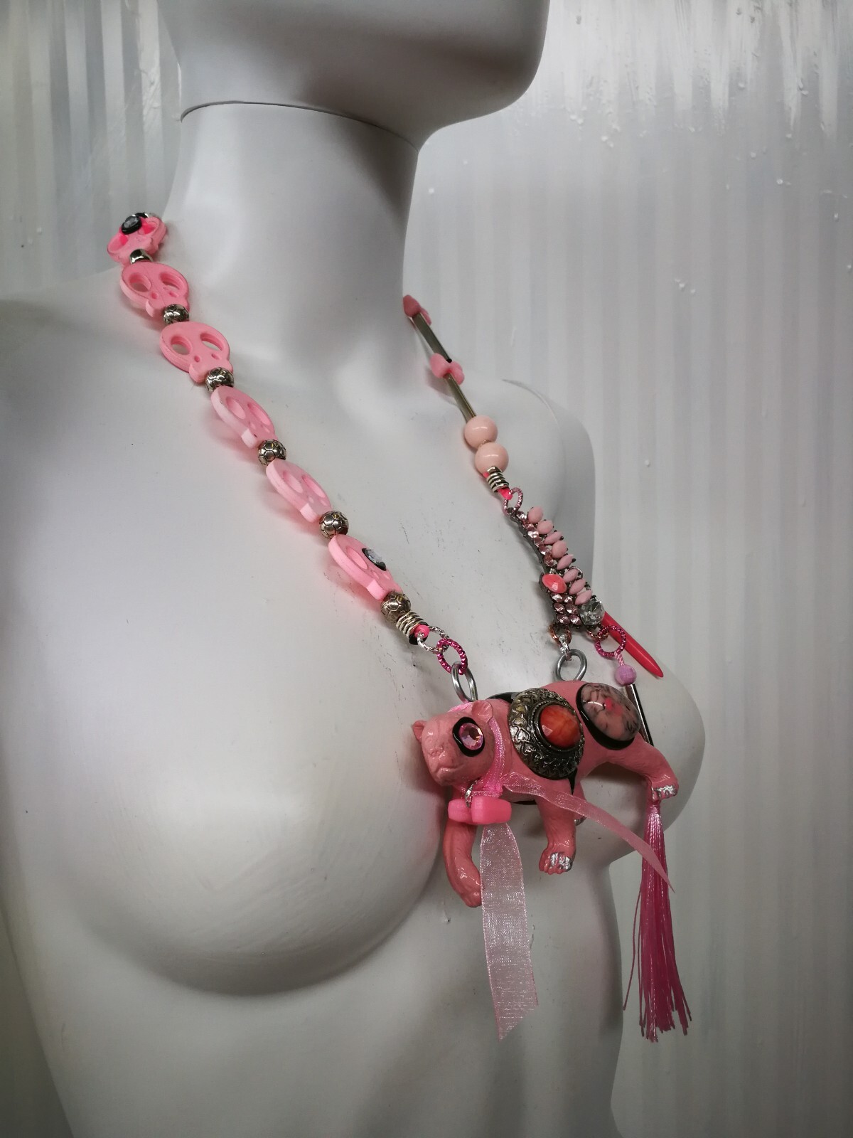 Pink Teddy Bear Necklace Pendant Sauvage Animal Forest Jewellery Magic Jewelry