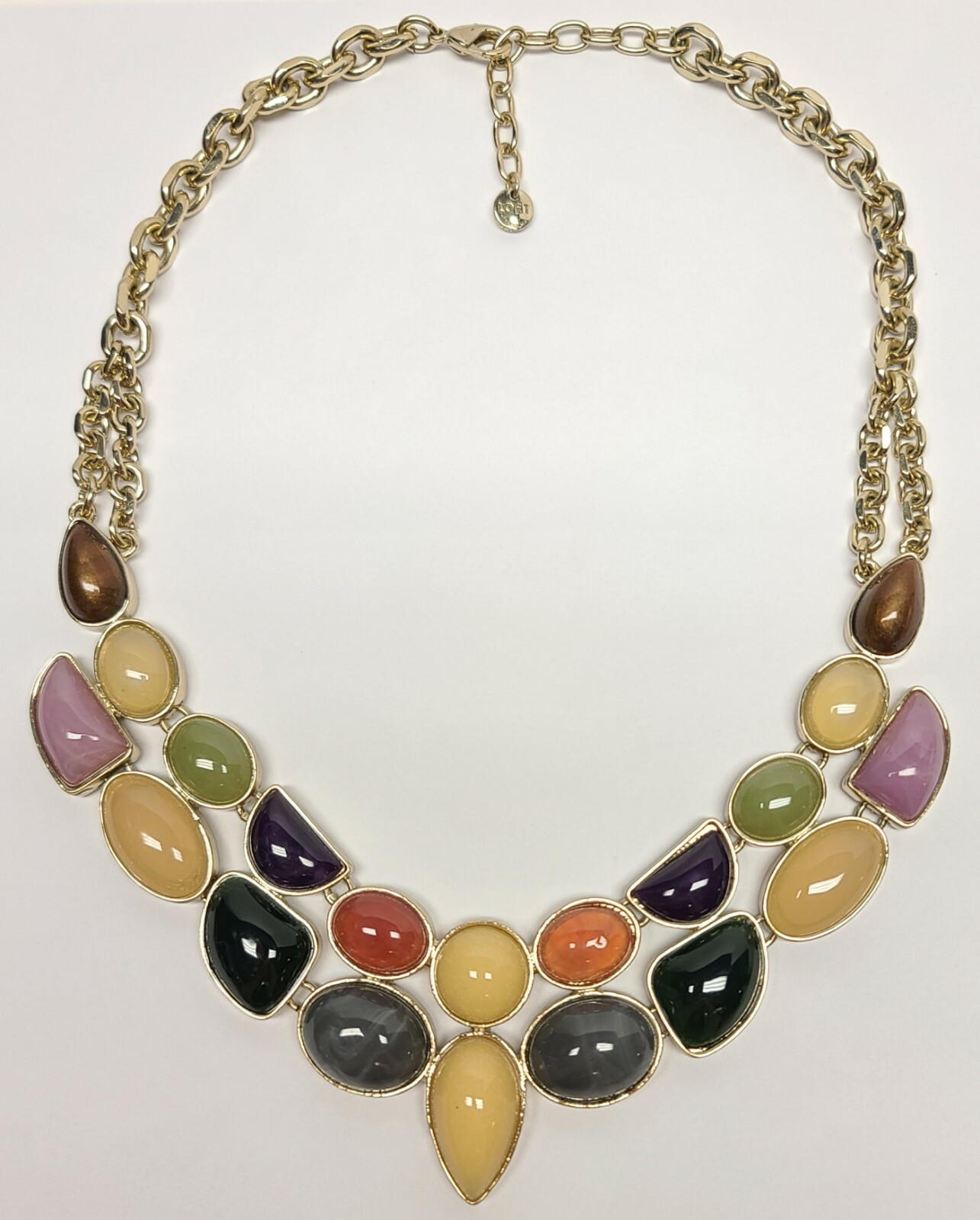 Bezel Jelly Bean Choker Crystal Statement Necklace Brûlée Loft Ann Taylor Vtg