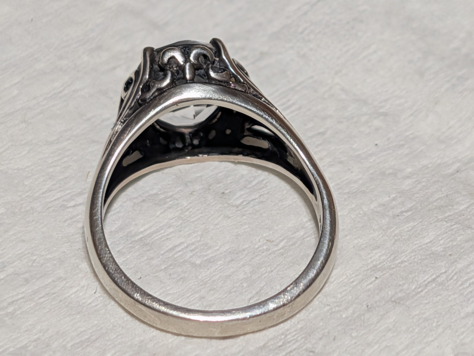 Kabana Sterling Filigree Pale Blue Stone Solitaire Ring Size 7 Aqua Marine?