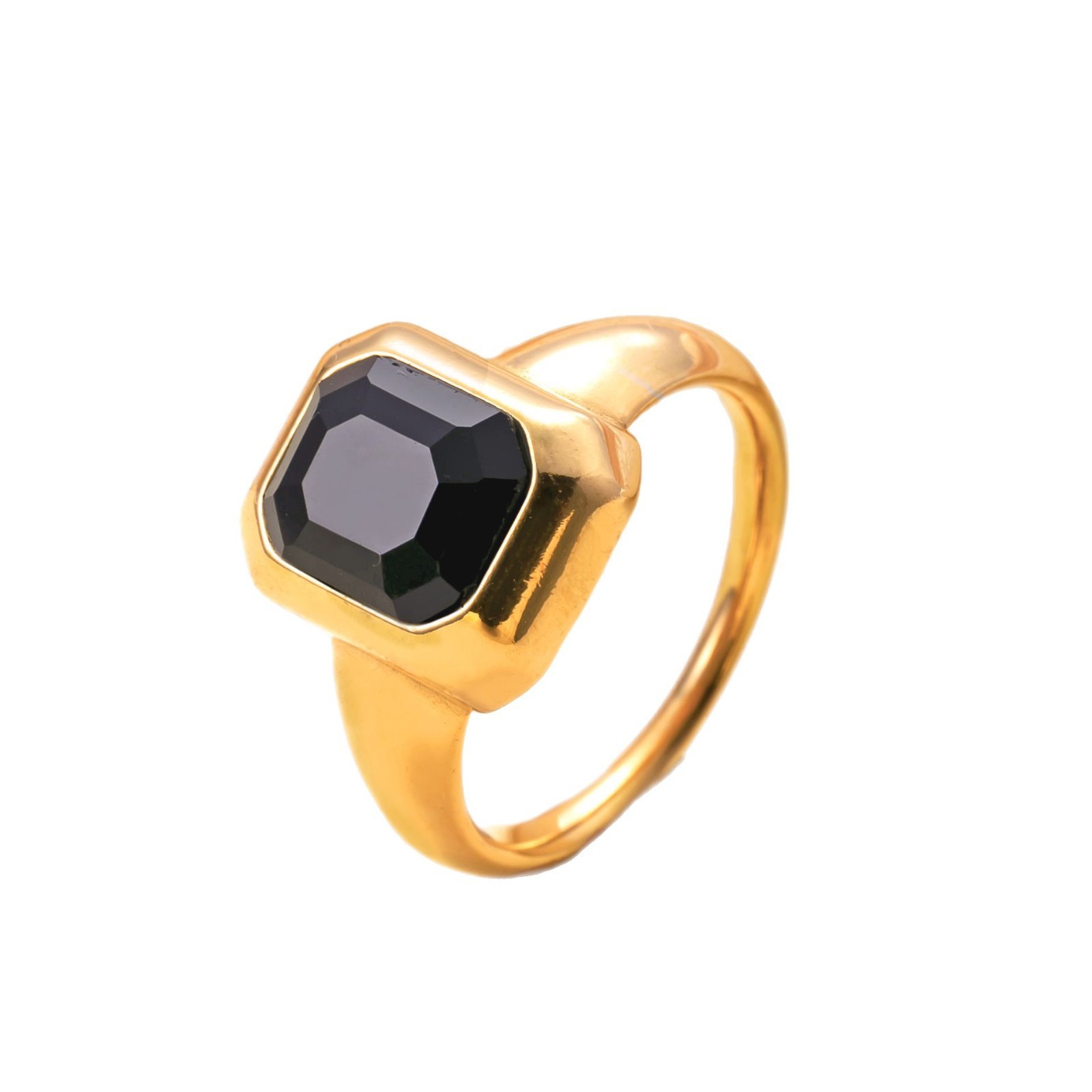 Stainless Steel Ring Cast Square With Diamond Inlay