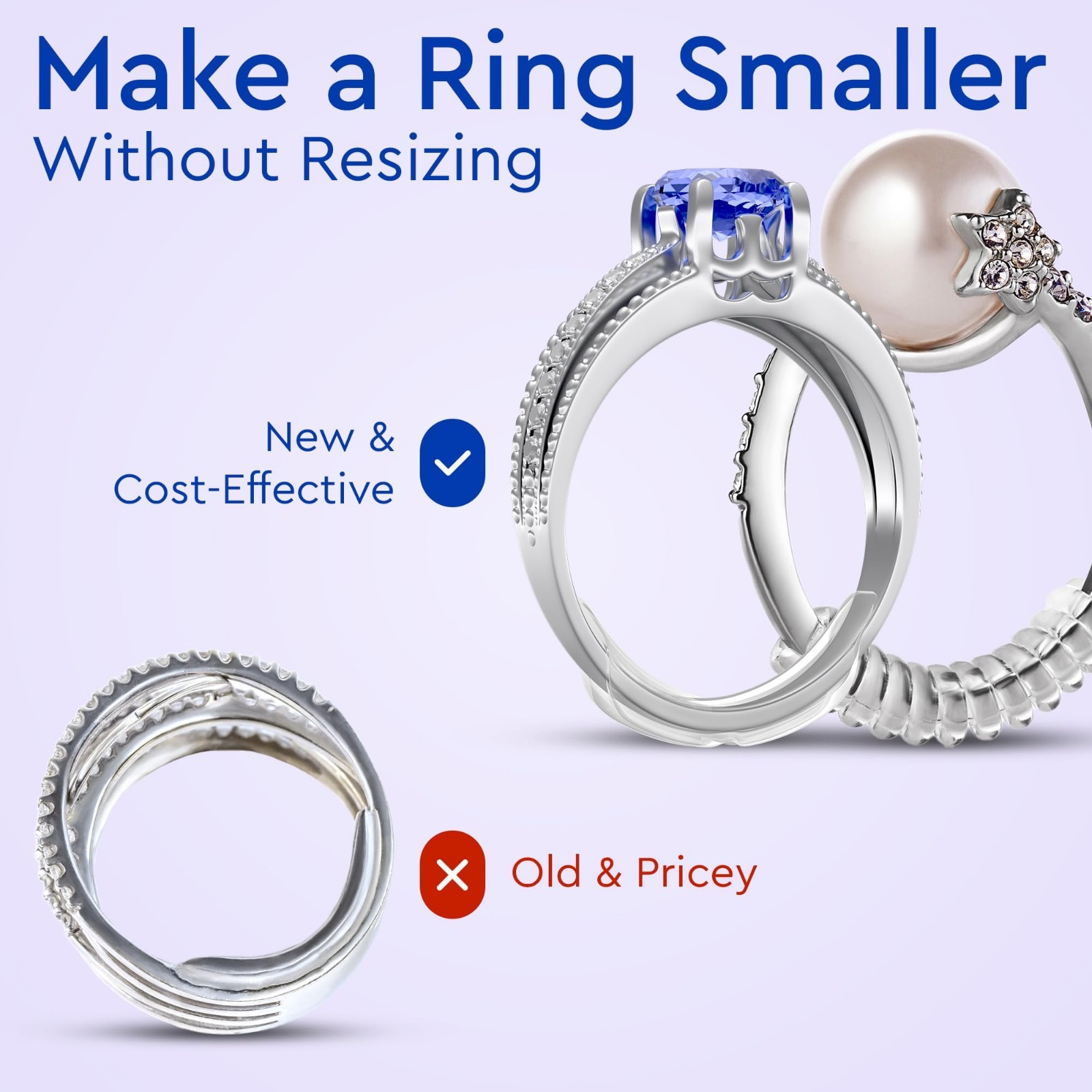 Adjustable Ring Sizers – 8 Clip & 6 Coil Adjusters, Finger Size Gauge 1-17 USA