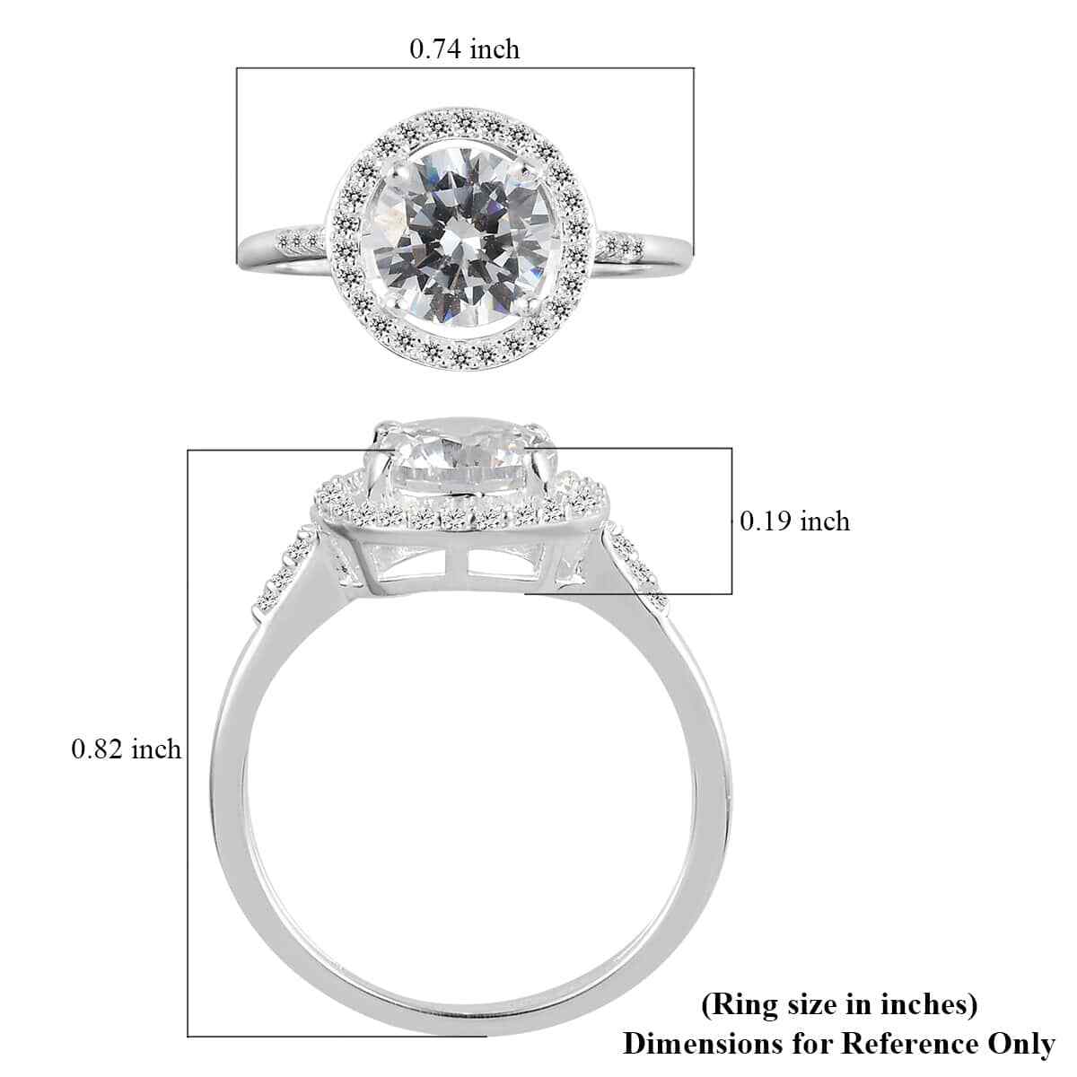 STUNNING 2.60ctw White Cubic Zirconia Halo Ring Sterling Silver Size 9