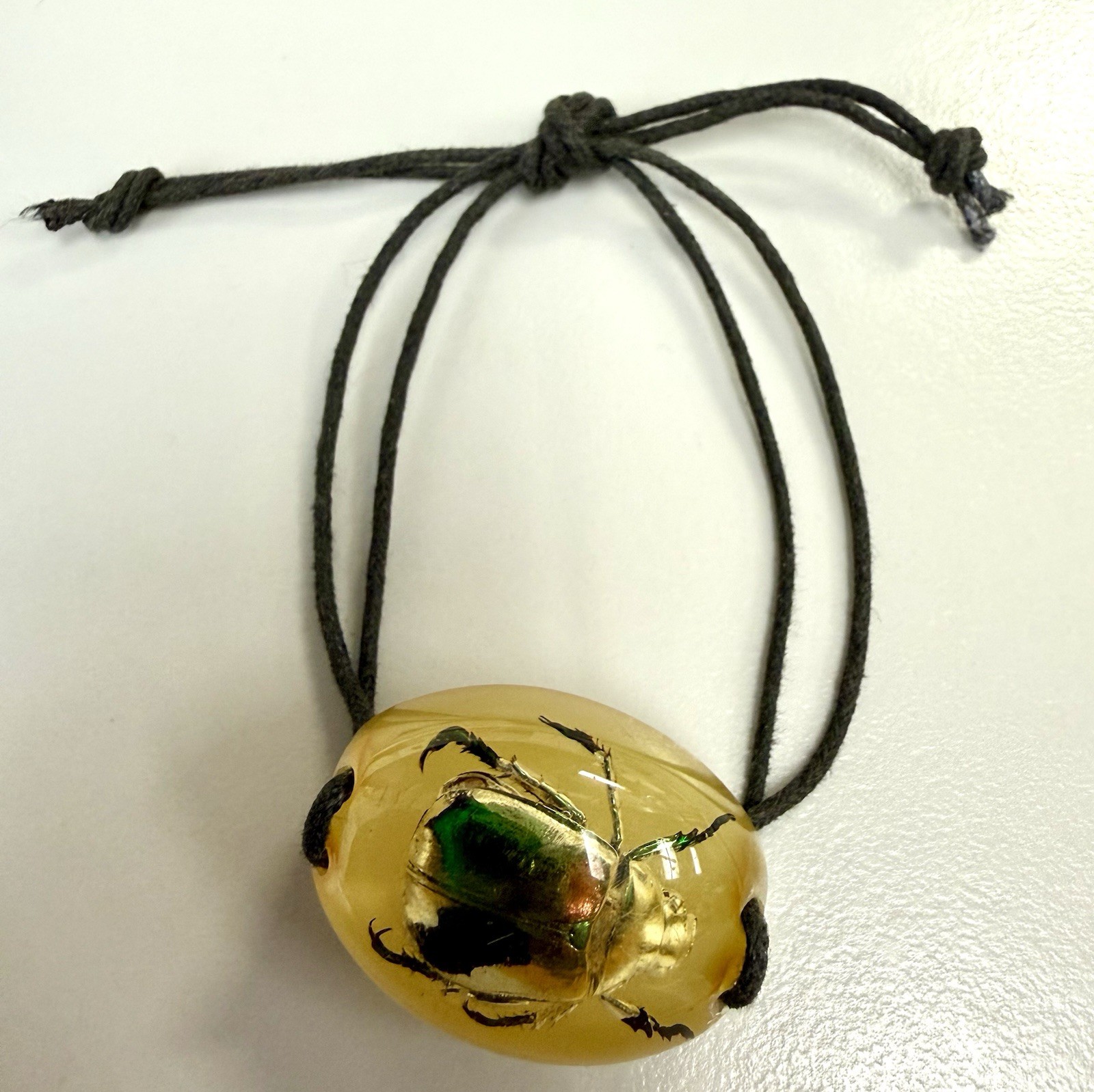 Real Beetle Resin Bracelet Green Scarab Insect Adjustable Gothic Oddity Jewelry