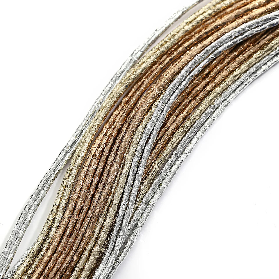 Triple Color Leather Wrap Bracelet Multilayer Slim Glitter Rope Chain Women
