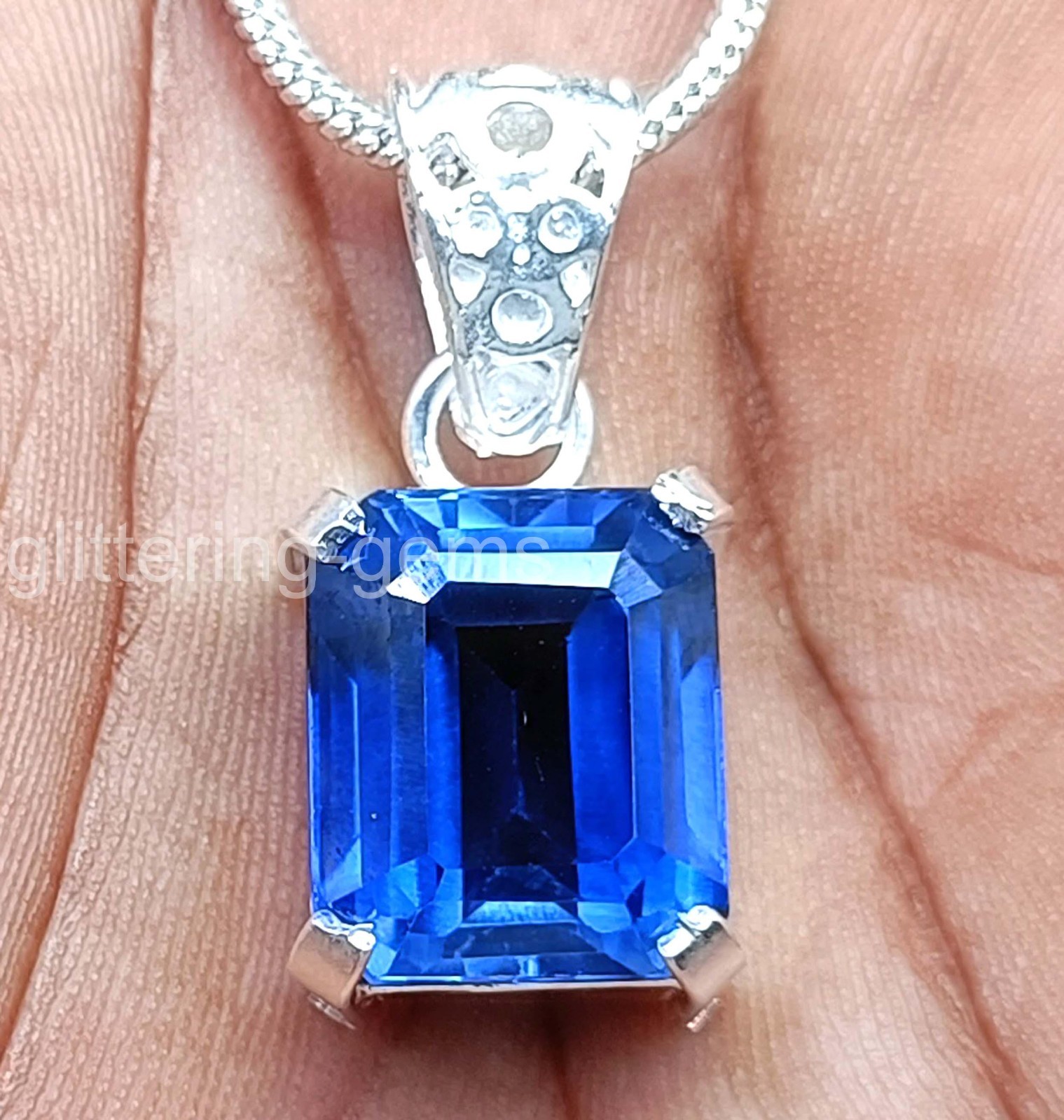 IGL Certified 25.0 Ct Natural Sapphire 925 Silver Pendant Loose Gemstone 5JOU