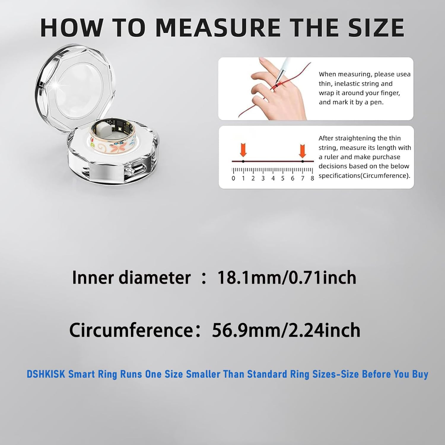 Smart Ring for Women & Men, Fitness Tracker with Heart Rate, SpO2, Blood Pressur