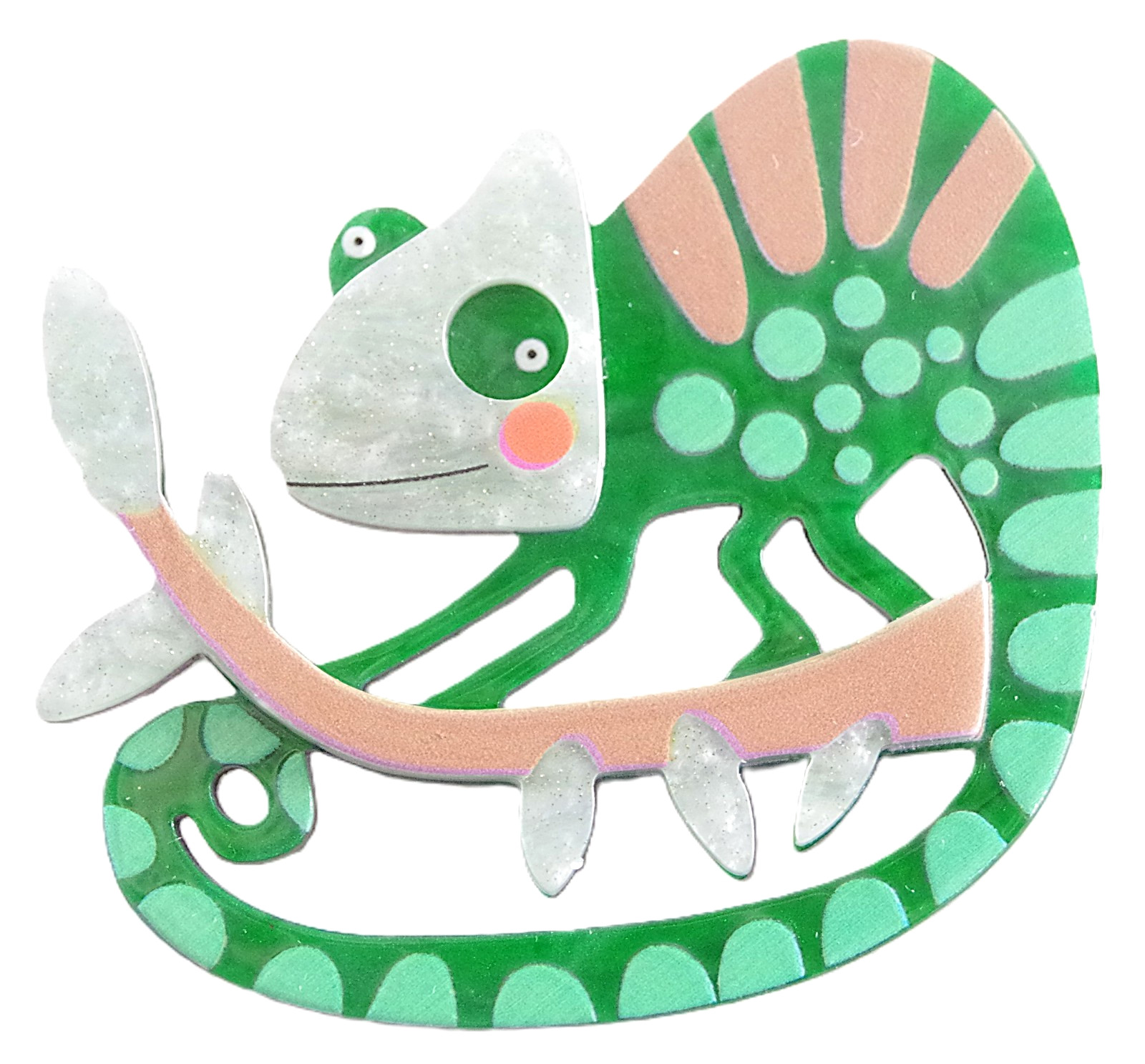 2.5″ NWOT CHAMELEON/ GECKO/ IGUANA/ LIZARD LAYERED ACRYLIC BROOCH PIN