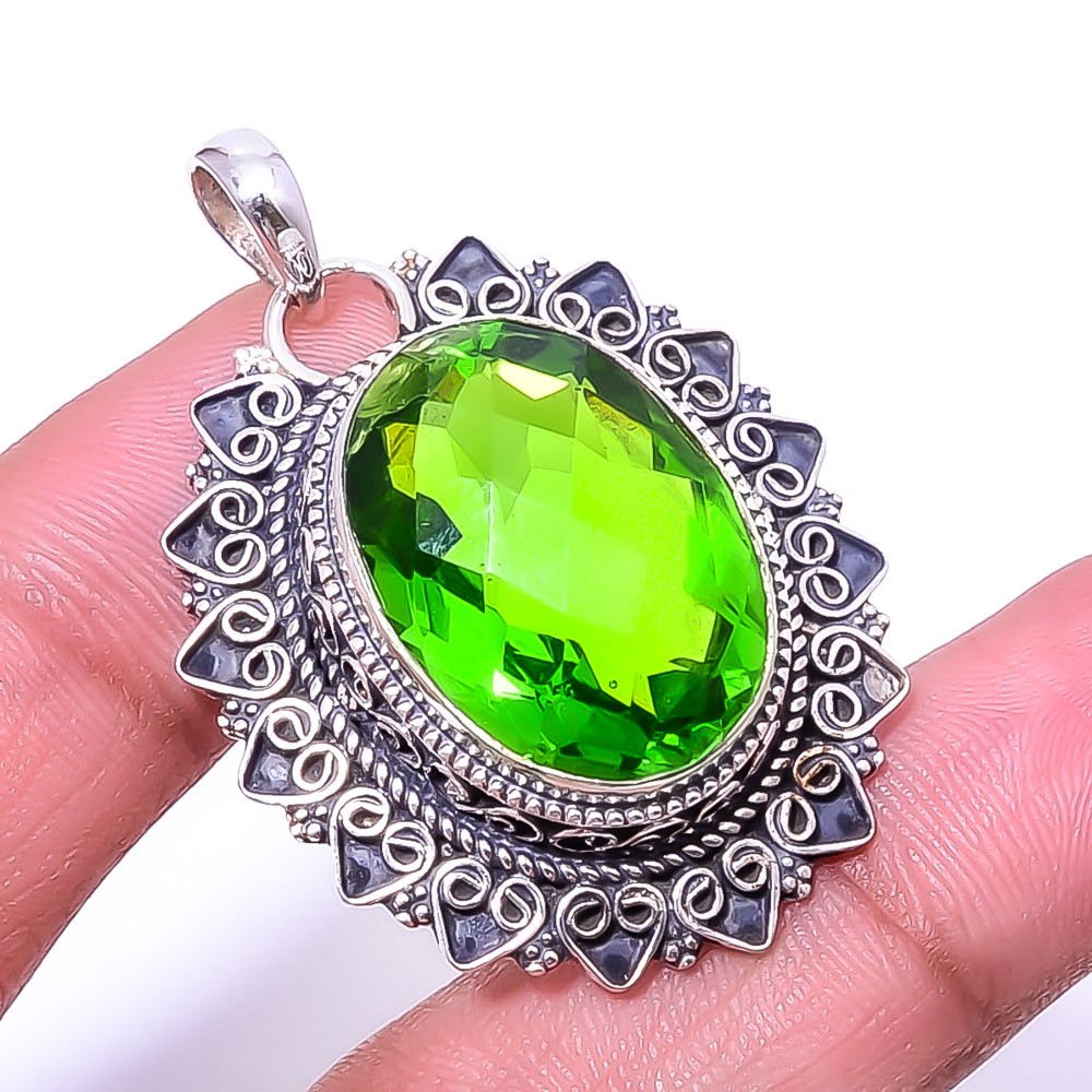 Peridot Fine Art 925 Sterling Silver Pendant 1.76″, Christmas Gift P20576