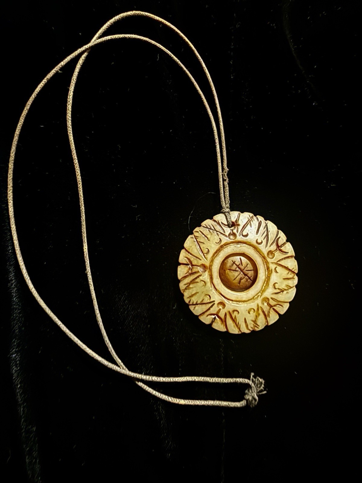 Hand-Carved Solar Sun Talisman Necklace