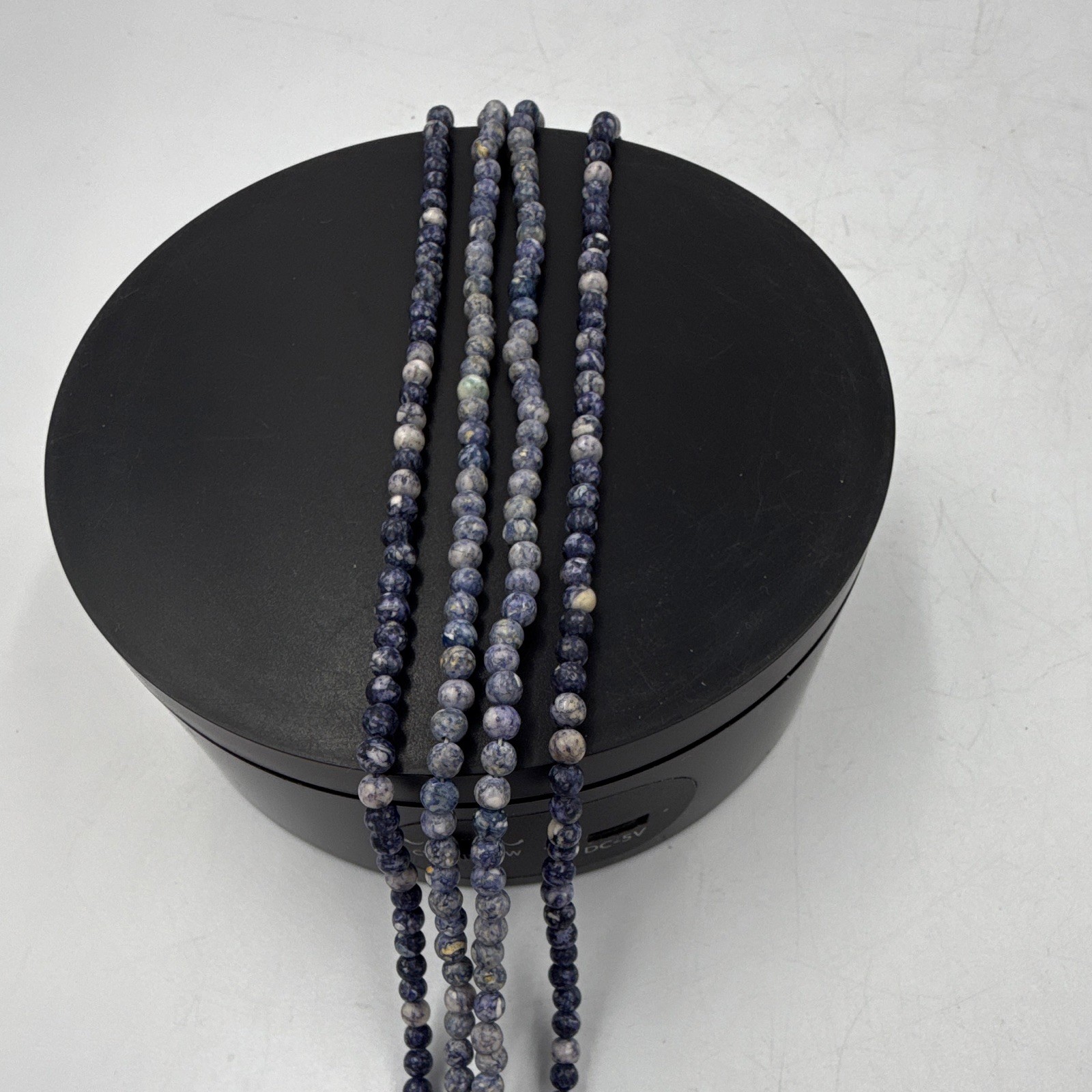 Blue White Round Stone Beaded Strand Necklace Ball/Beads 2 strands