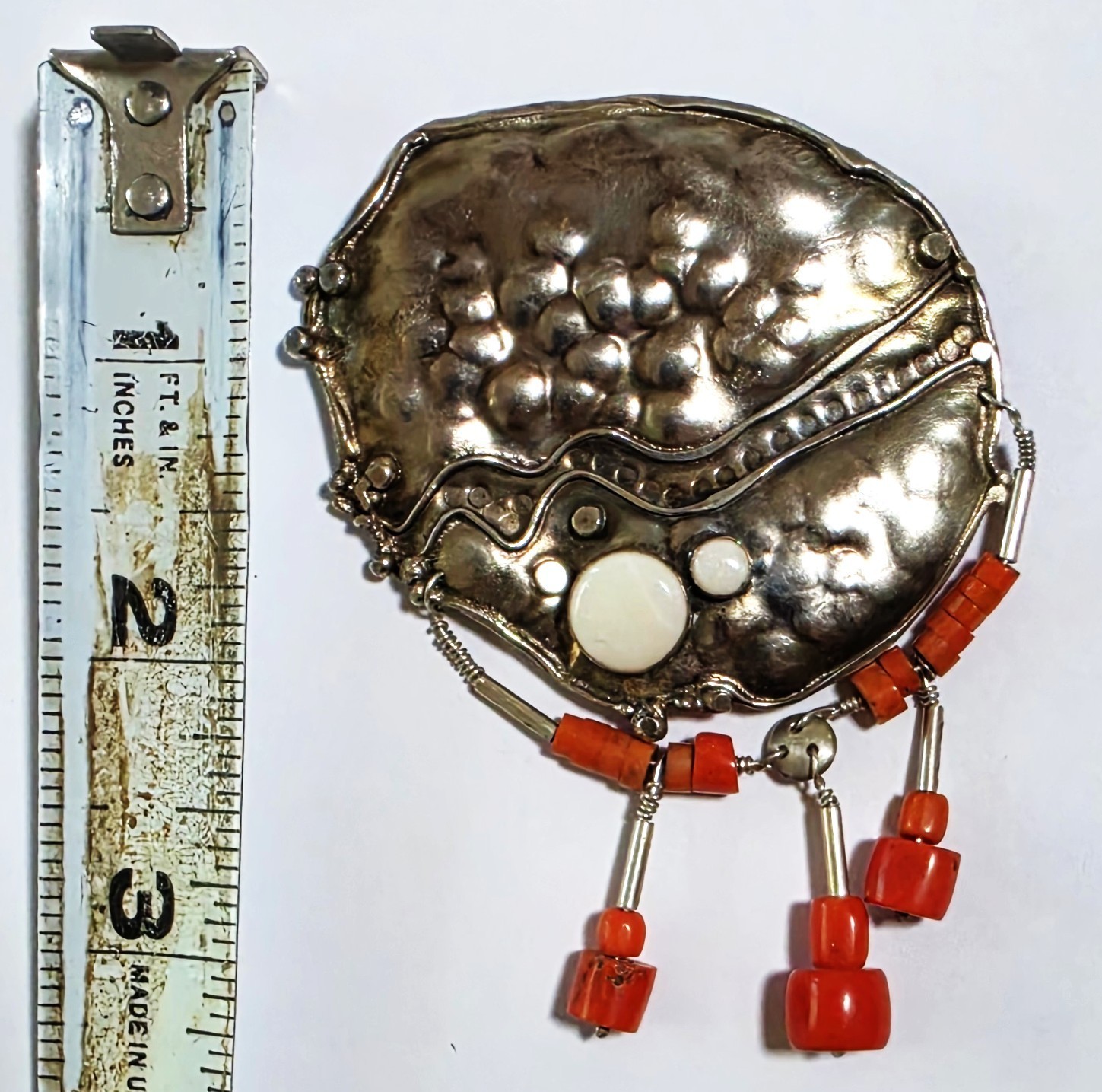 Catherine McLain OOAK Sterling Silver Modernist Brutalist Dangler Brooch