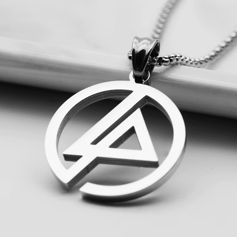 Silver Titanium Steel Geometric Linkin Park Retro Pendant Necklace 50cm Chain