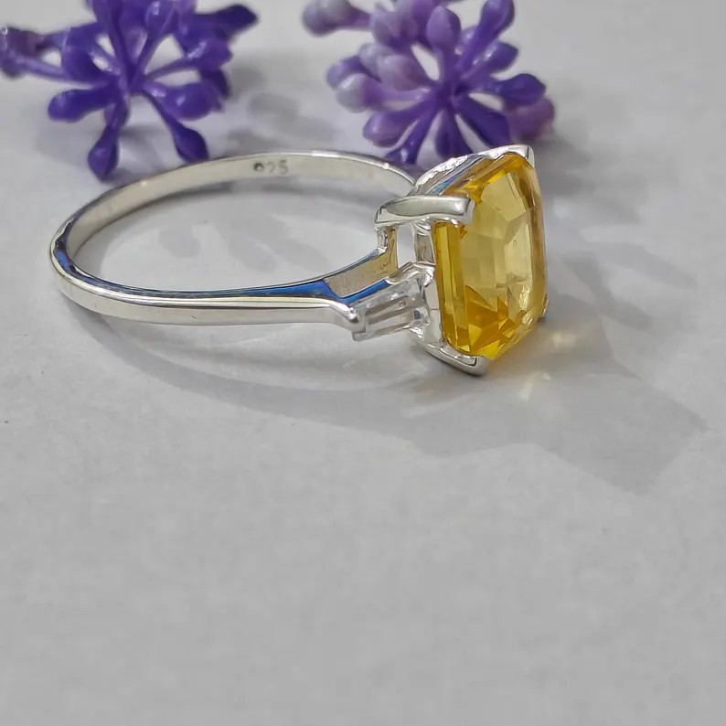 Citrine Ring, Brass Gold Alloy, Gemstone Ring, Birthday Gift Her, Women Ring