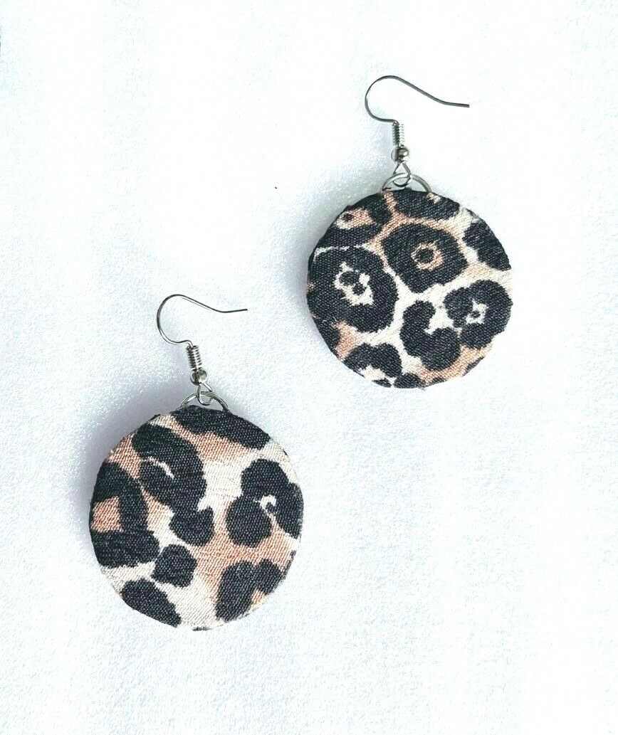 Women Leopard Print Dangle Round Earring Animal Black & Brown Fashion New Style